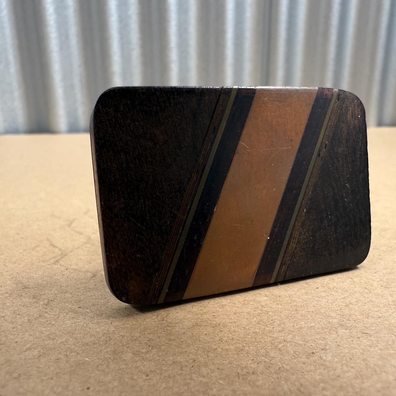 Mid-Century Modern Vintage Belt Buckle Exotic Wood Brass Copper For Sale