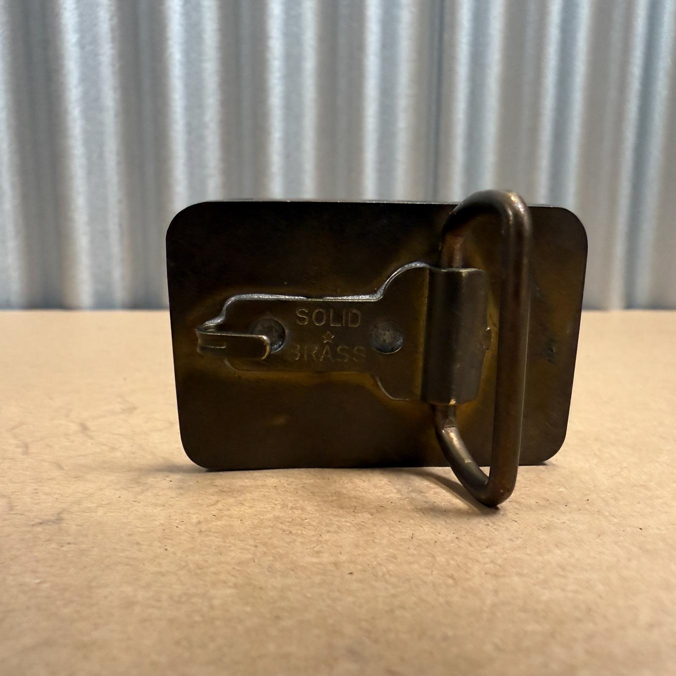 Vintage Belt Buckle Exotic Wood Brass Copper In Good Condition For Sale In Chula Vista, CA