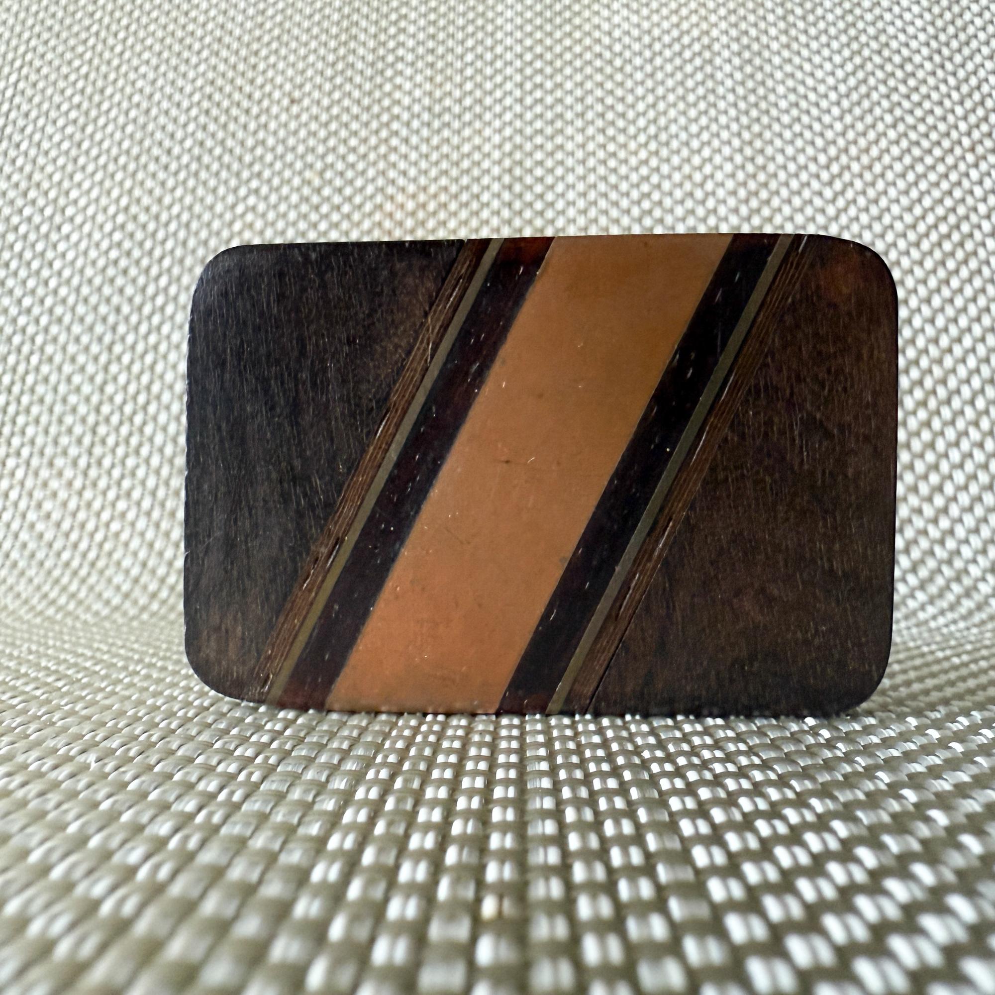 Hebilla de Cinturón Vintage Madera Exótica Latón Cobre en venta 2