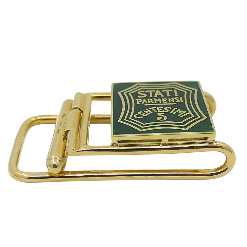 Vintage Belt Buckle Pendant 14k Gold Green Enamel In Good Condition For Sale In Beverly Hills, CA