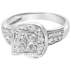 Vintage Belt Motif Diamond and White Gold Ring
