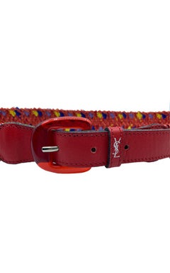 Vintage belt Yves Saint Laurent Raphia and leather