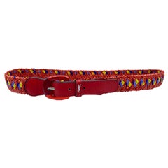 Vintage belt Yves Saint Laurent Raphia and leather