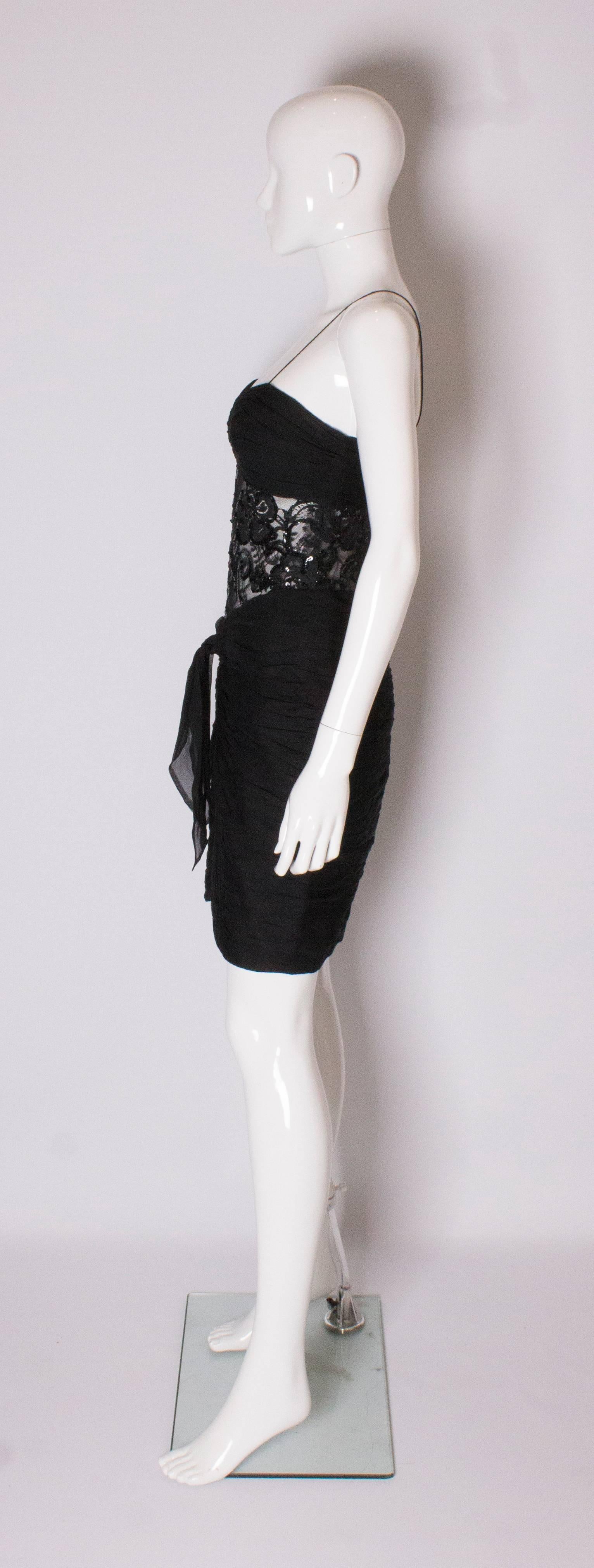 Black Vintage Belville Sassoon Silk Chiffon Cocktail Dress For Sale