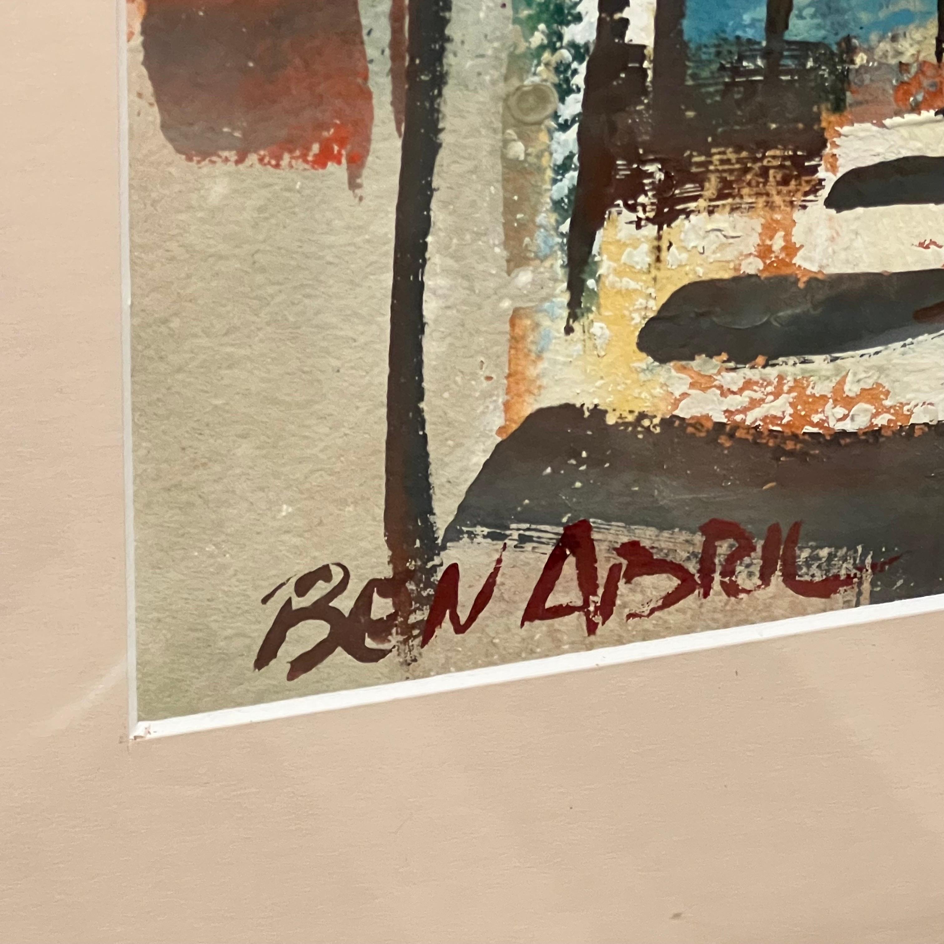 Vintage Ben Abril Original Gouache Painting c1960s California In Excellent Condition For Sale In Oakland, CA