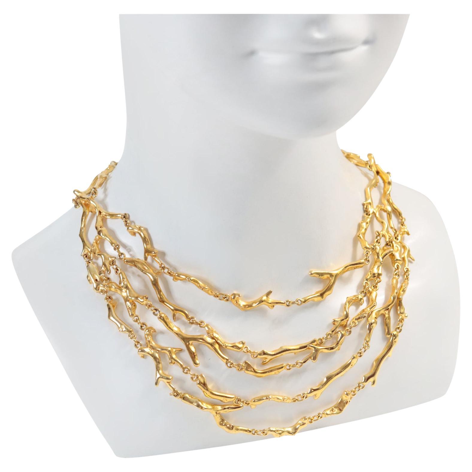 Collier vintage Ben Amun 5 Row Branches en or Circa 1980
