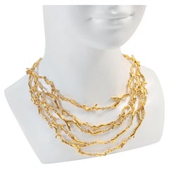 Vintage Ben Amun Gold Tone 5 Row Branches Necklace Circa 1980s