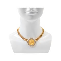 Vintage Ben Amun Gold Tone Roman Coin Necklace, 1990s