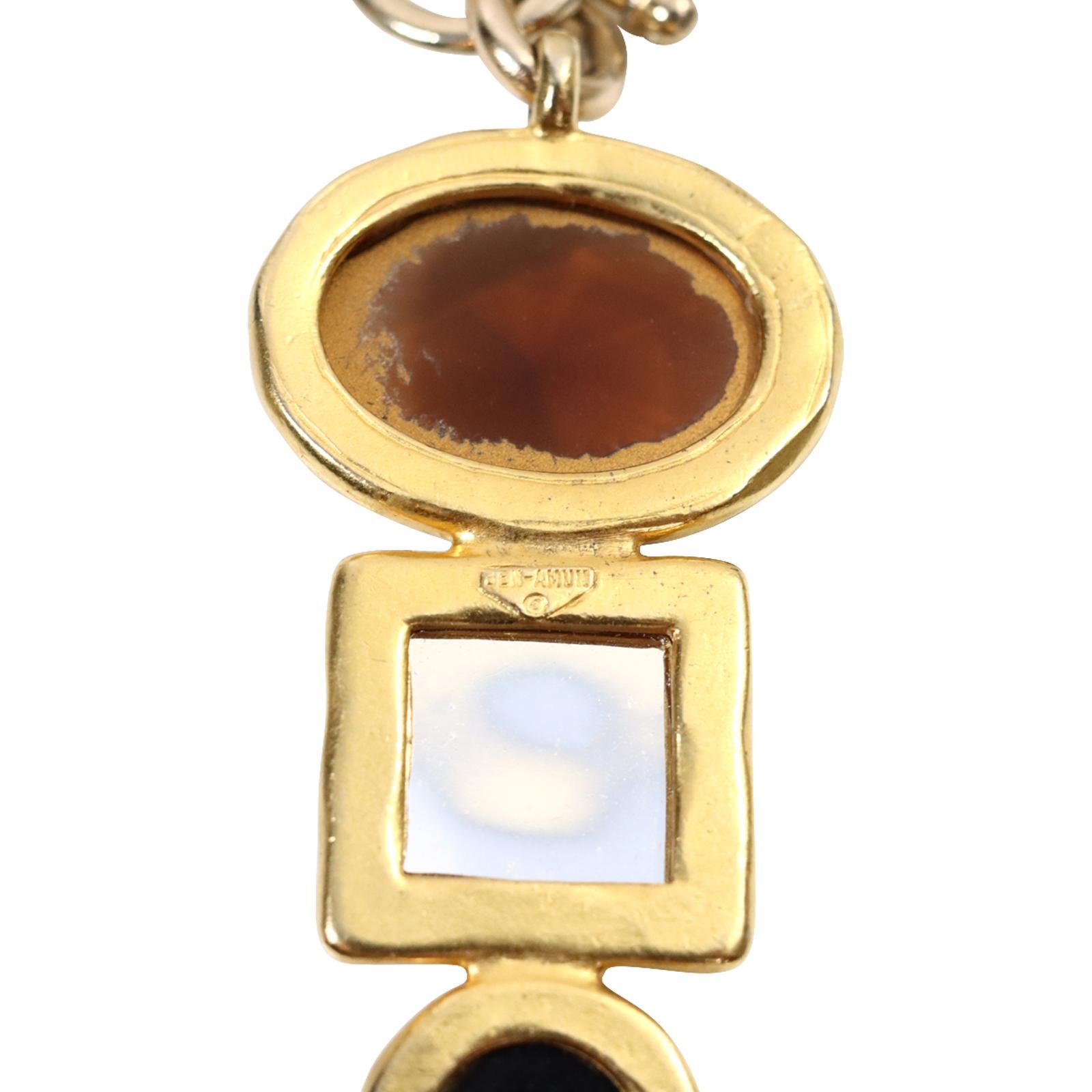 Vintage Ben Amun Gold Tone with Dangling Crystal Crystal Necklace Circa 1980s For Sale 9