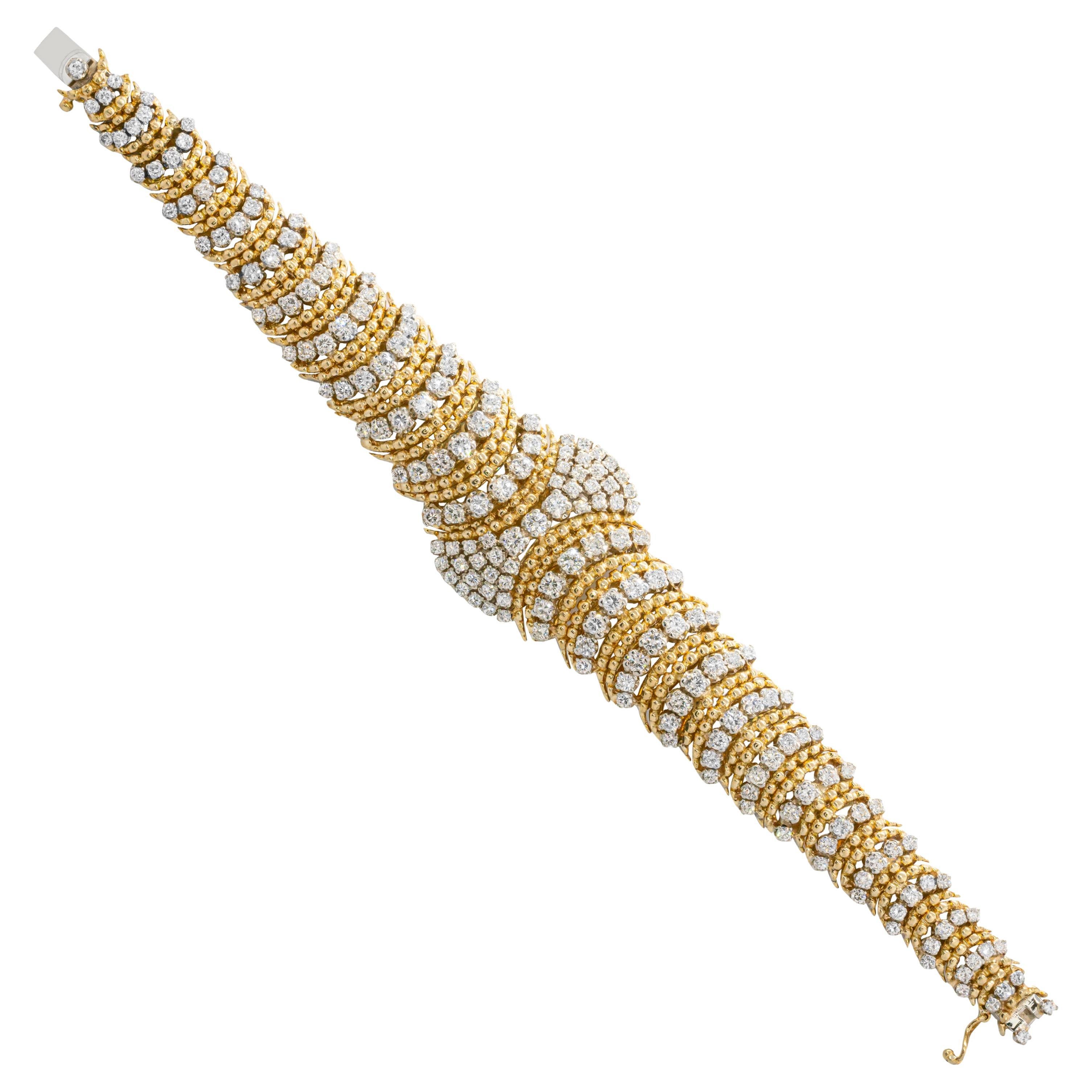 Vintage Ben Rosenfeld Diamond 18 Carat Yellow Gold Graduated Bracelet, 1962 For Sale