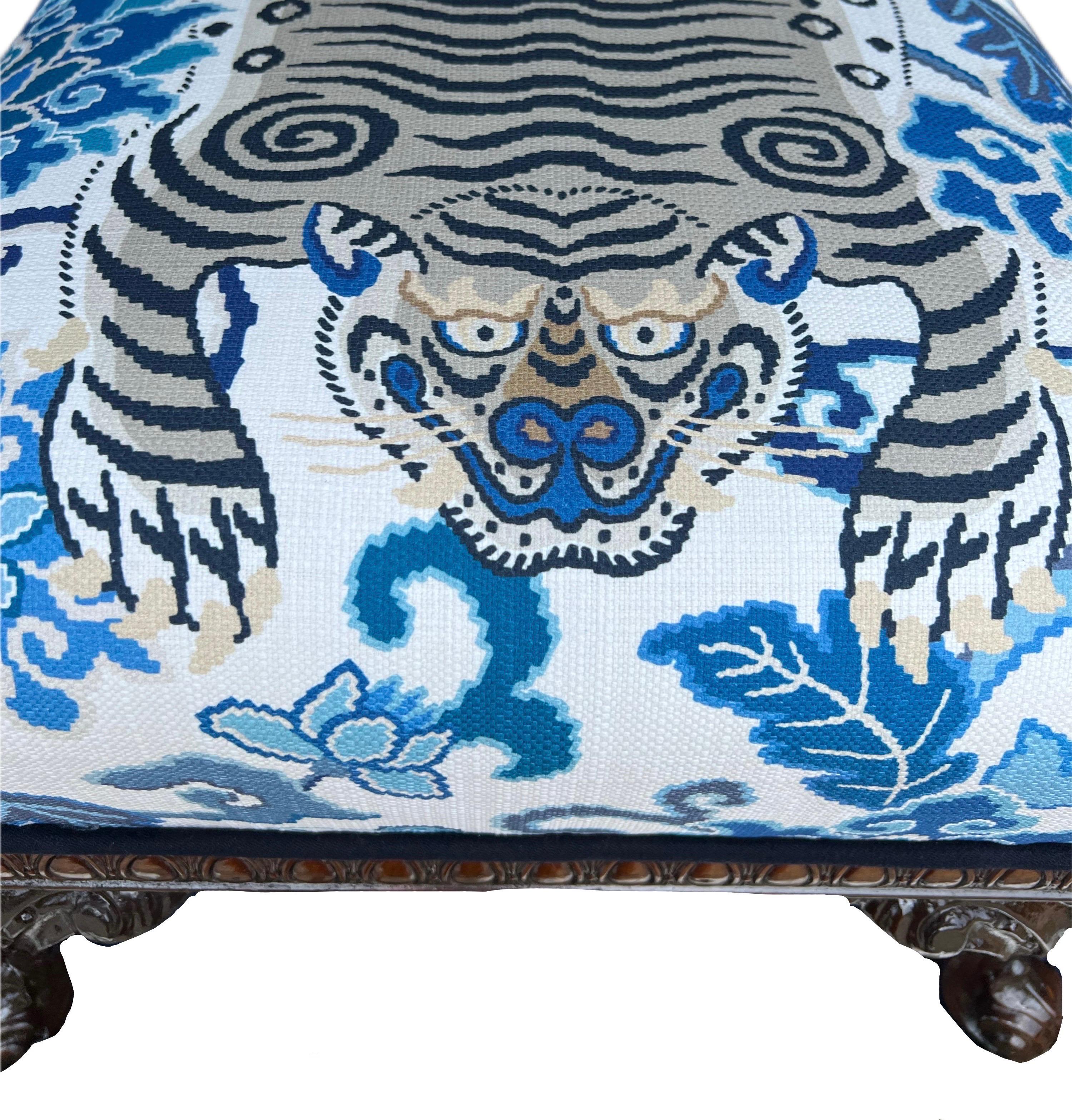 20th Century Vintage Bench Fully Refurbished Chinoiserie/ Tiger Style