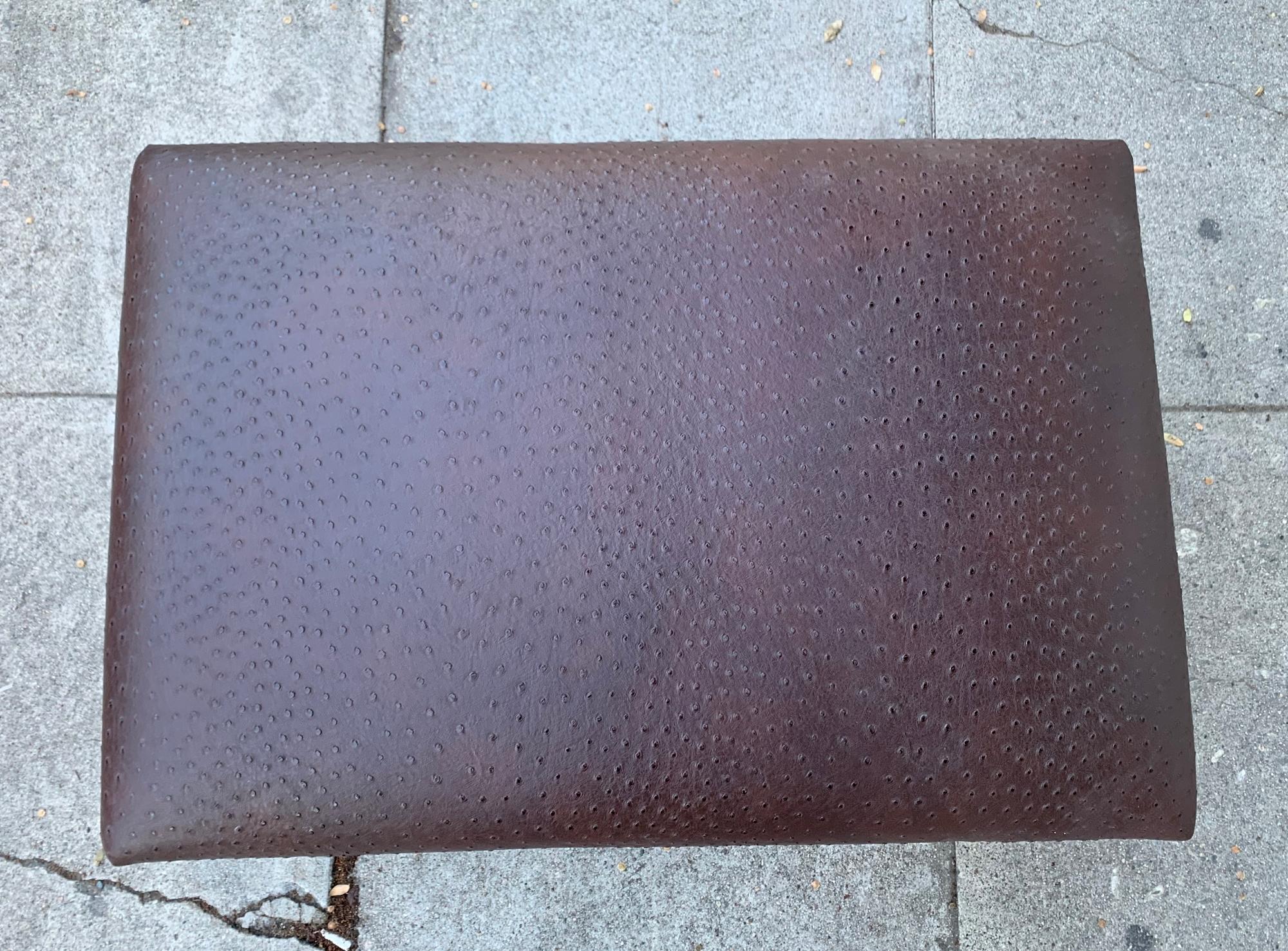 Vintage Bench/Ottoman Upholstered in Faux Ostrich Leather In Good Condition In Los Angeles, CA