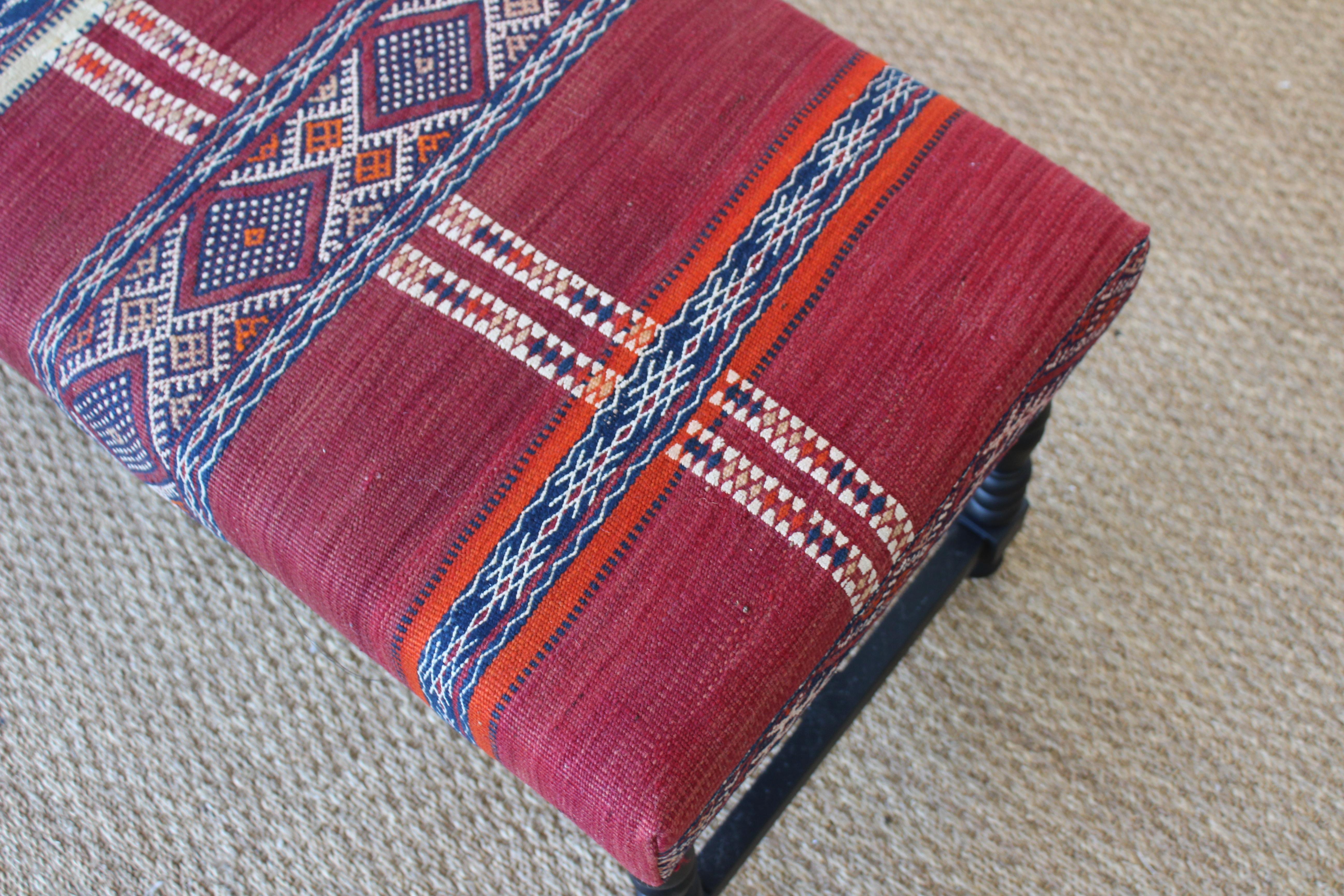 rug covered bench