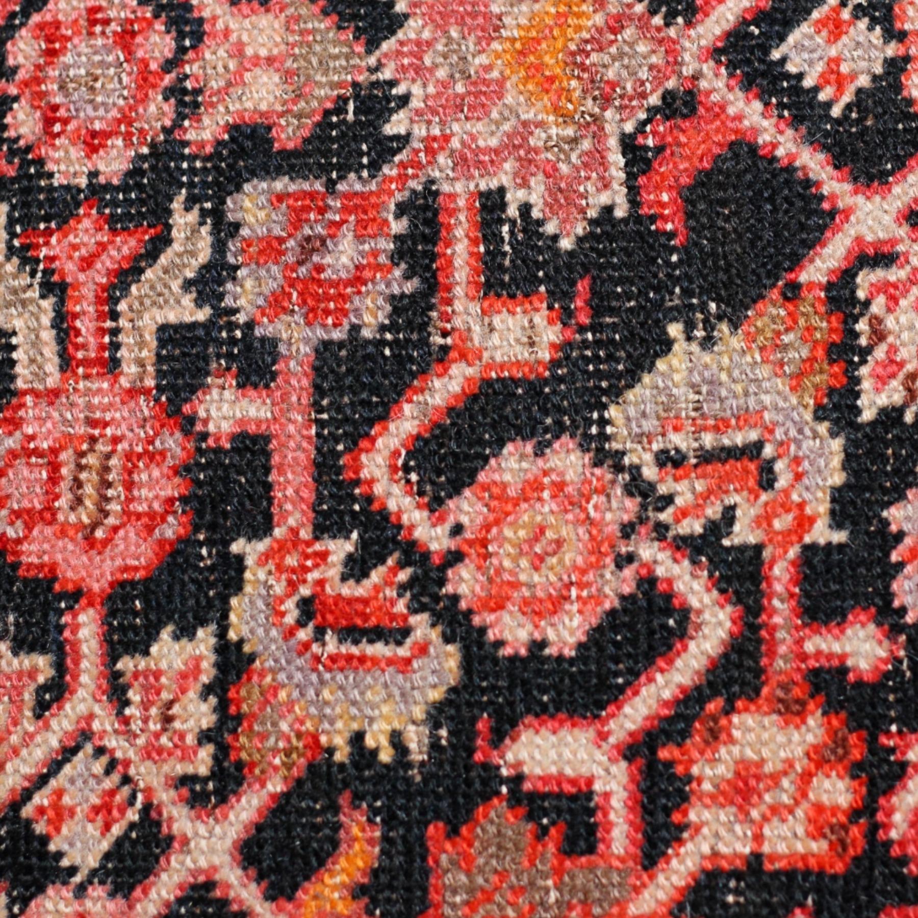 Vintage Bench Upholstered in an Early 20th Century Rug with Turned Legs In Good Condition For Sale In Pittsburgh, PA