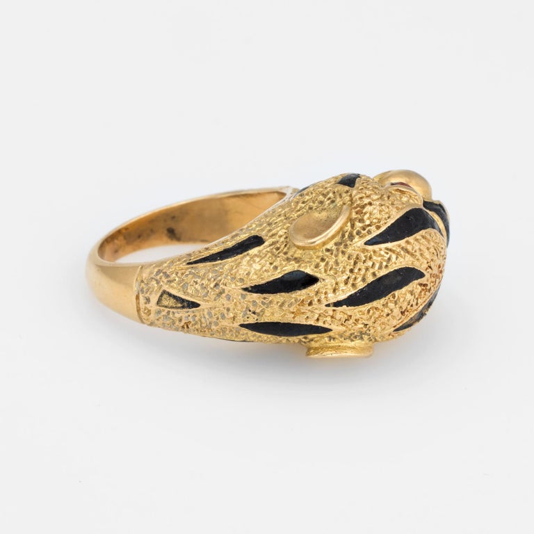 Vintage Bengal Tiger Ring 18 Karat Yellow Gold Enamel Animal Jewelry ...