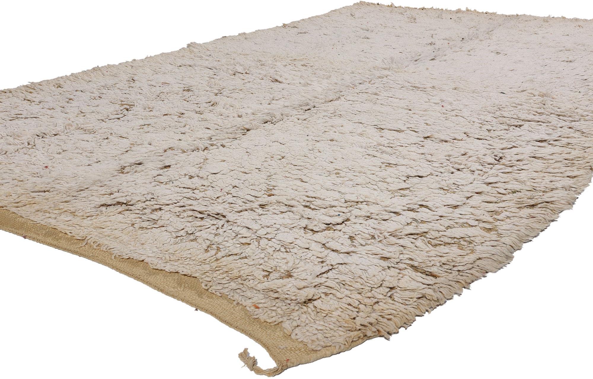21800 Vintage Neutral Beni MGuild Moroccan Rug, 05'05 x 09'08. Beni MGuild Moroccan rugs are a type of traditional Moroccan rug originating from the Beni MGuild tribe, which is located in the Middle Atlas Mountains of Morocco. These rugs are