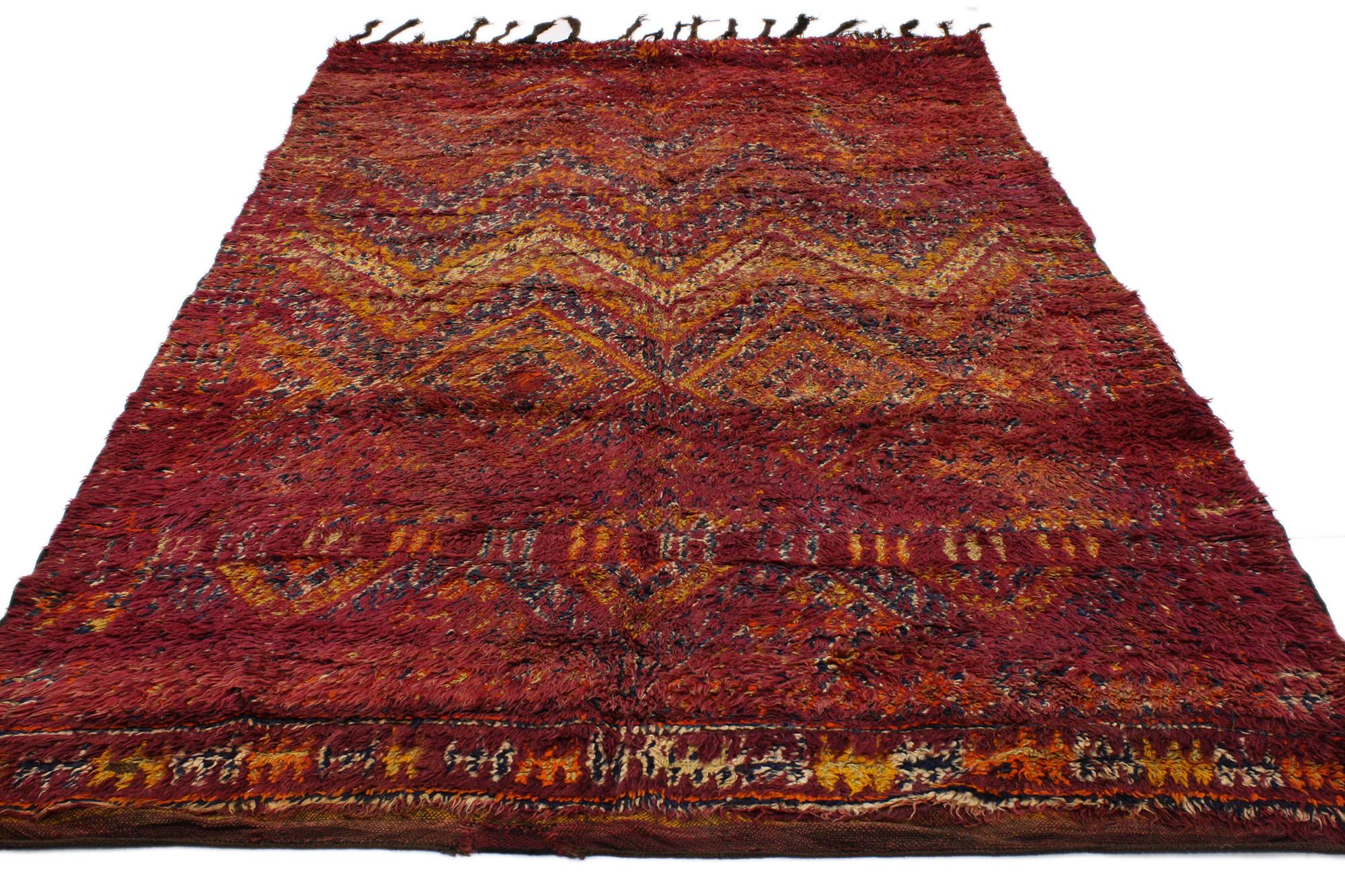 Hand-Knotted Vintage Beni MGuild Moroccan Rug, Bohemian Meets Maximalist Style For Sale