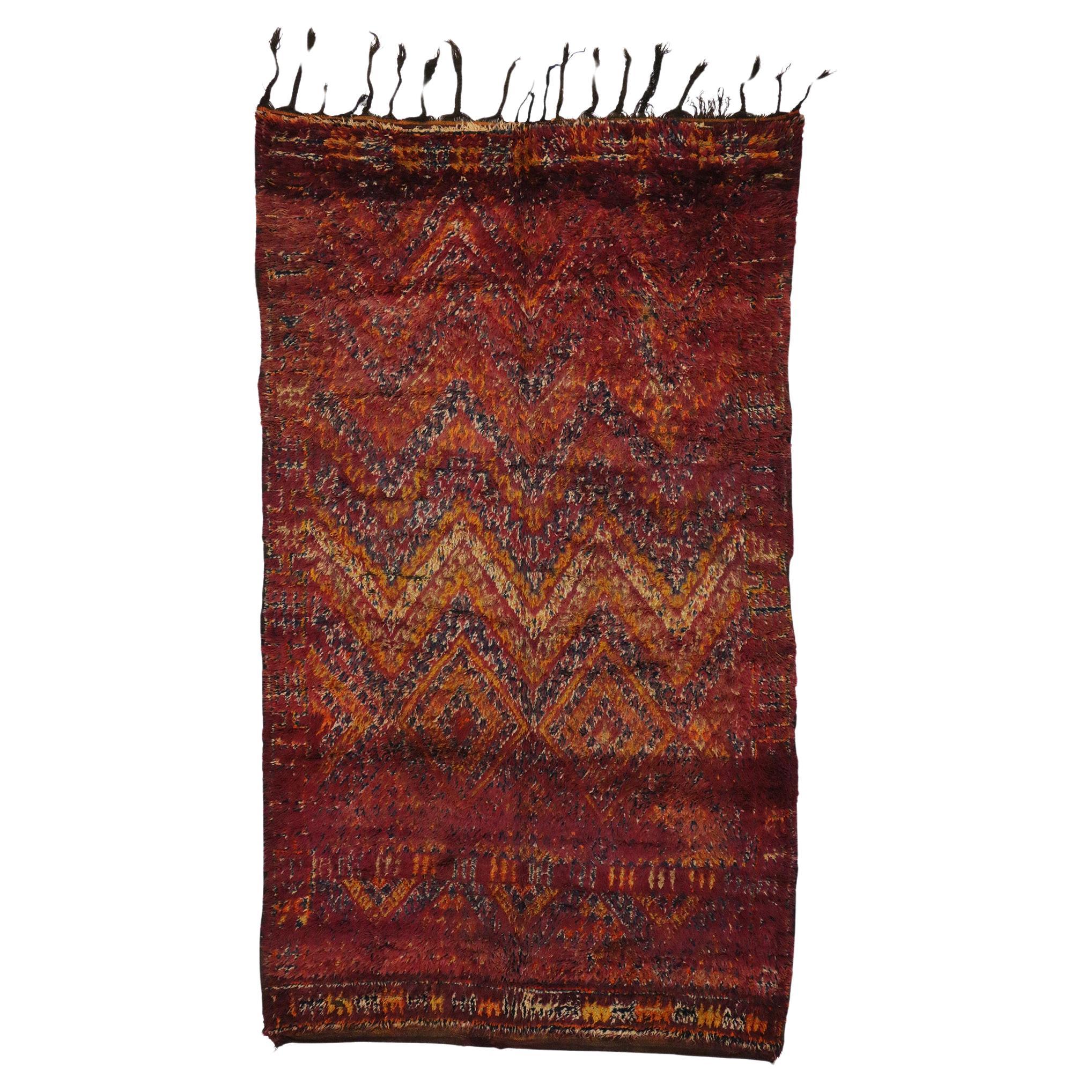 Vintage Beni MGuild Moroccan Rug, Bohemian Meets Maximalist Style