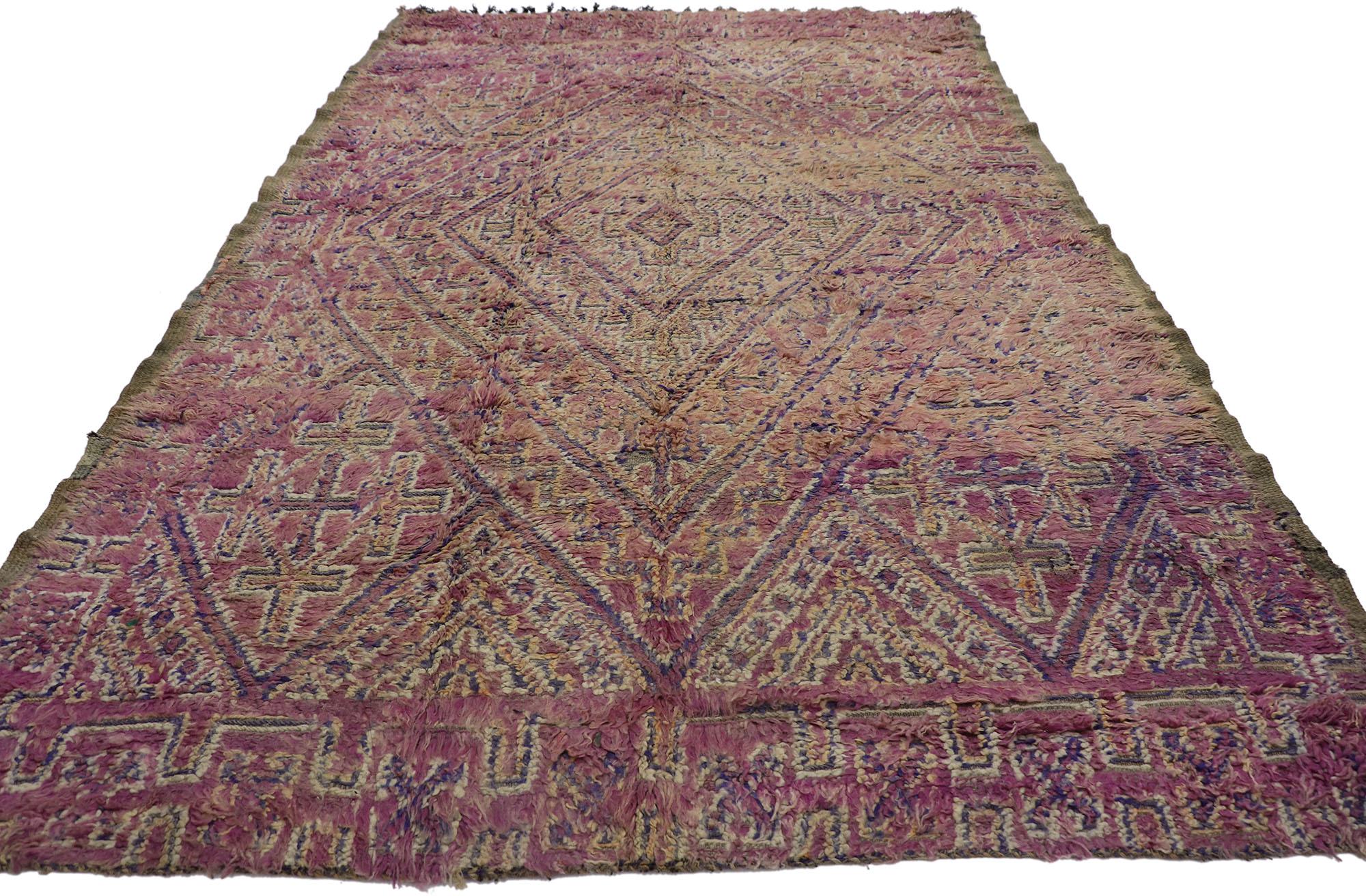 Bohemian Vintage Beni MGuild Moroccan Rug, Boho Luxe Meets Ultra Cozy For Sale