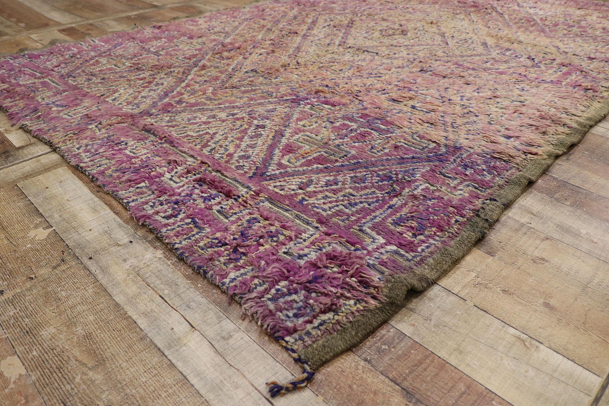 20th Century Vintage Beni MGuild Moroccan Rug, Boho Luxe Meets Ultra Cozy For Sale