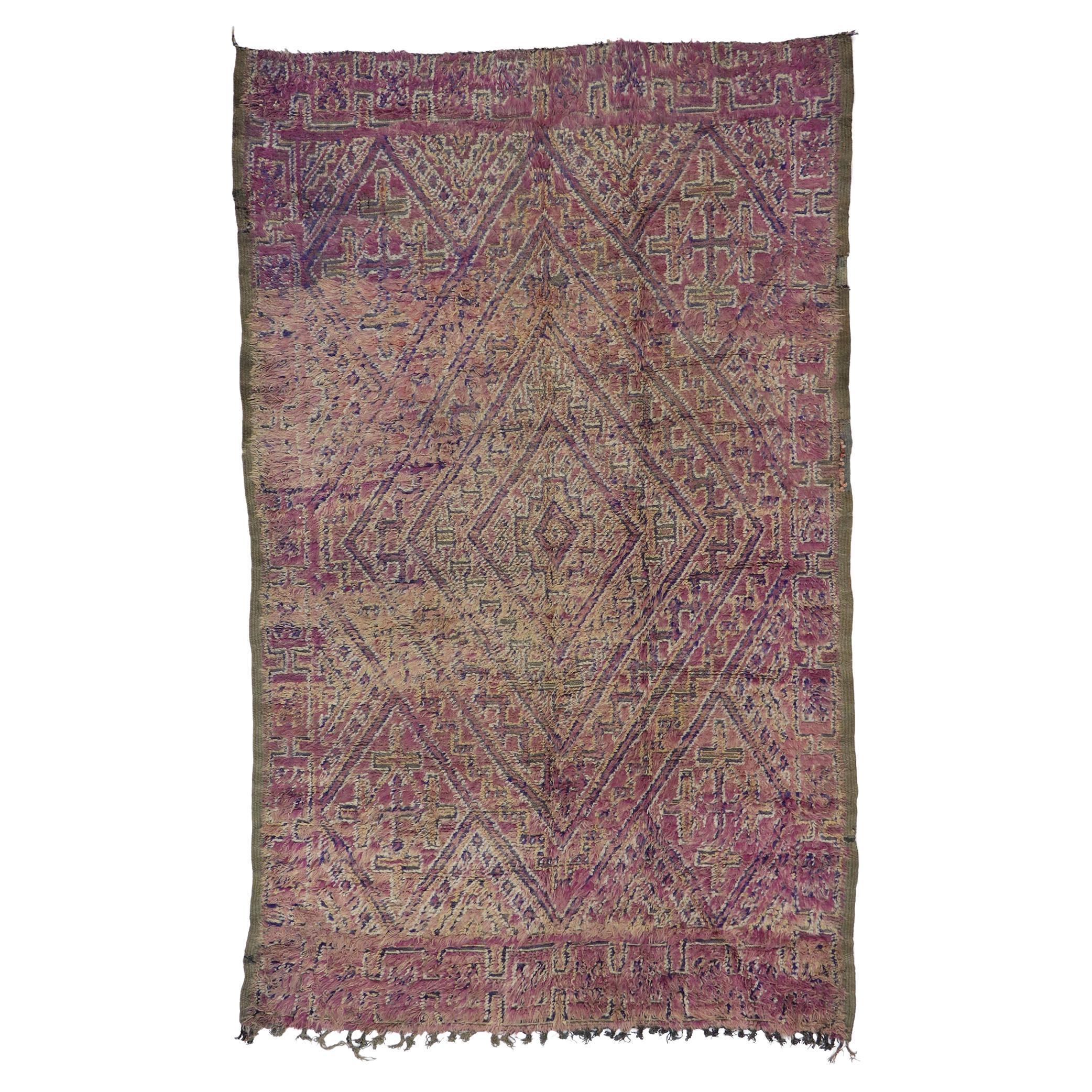 Vintage Beni MGuild Moroccan Rug, Boho Luxe Meets Ultra Cozy For Sale