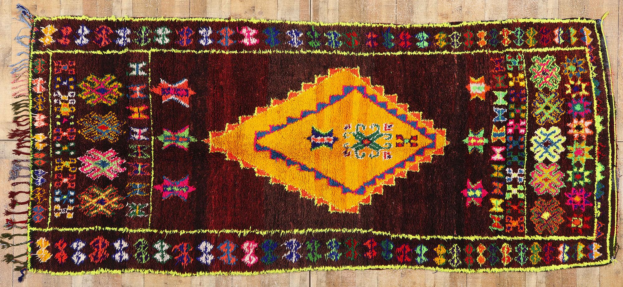 Vintage Beni MGuild Moroccan Rug, Bold Boho Meets Maximalist Style For Sale 2