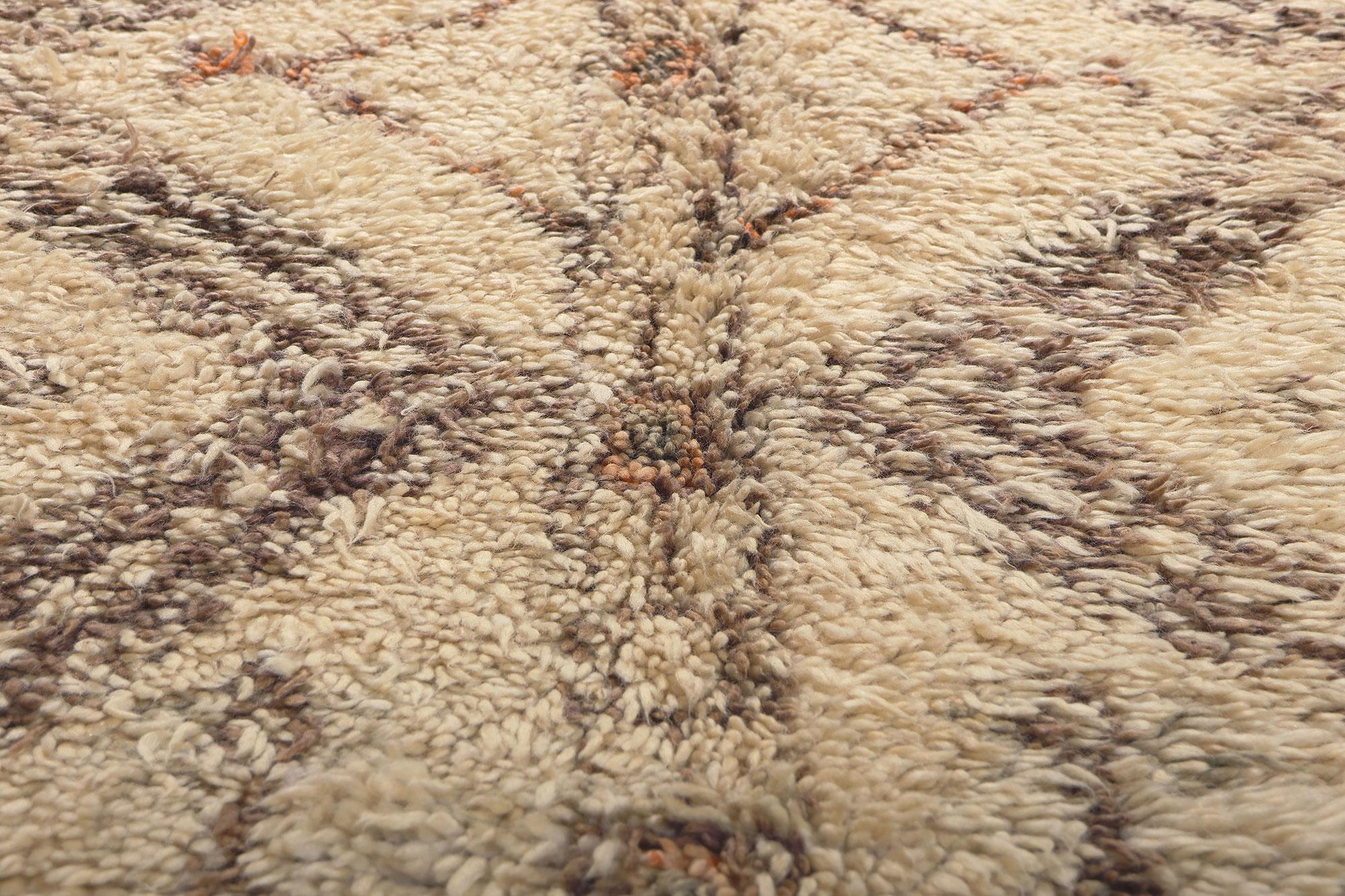 20th Century Vintage Beni MGuild Moroccan Rug, Cohesive Coziness Meets Subtle Shibui For Sale