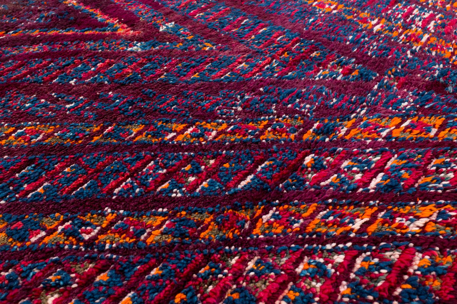 Antique Beni Mguild Moroccan Wool Shag Midcentury Vintage Chevron Area Rug For Sale 2