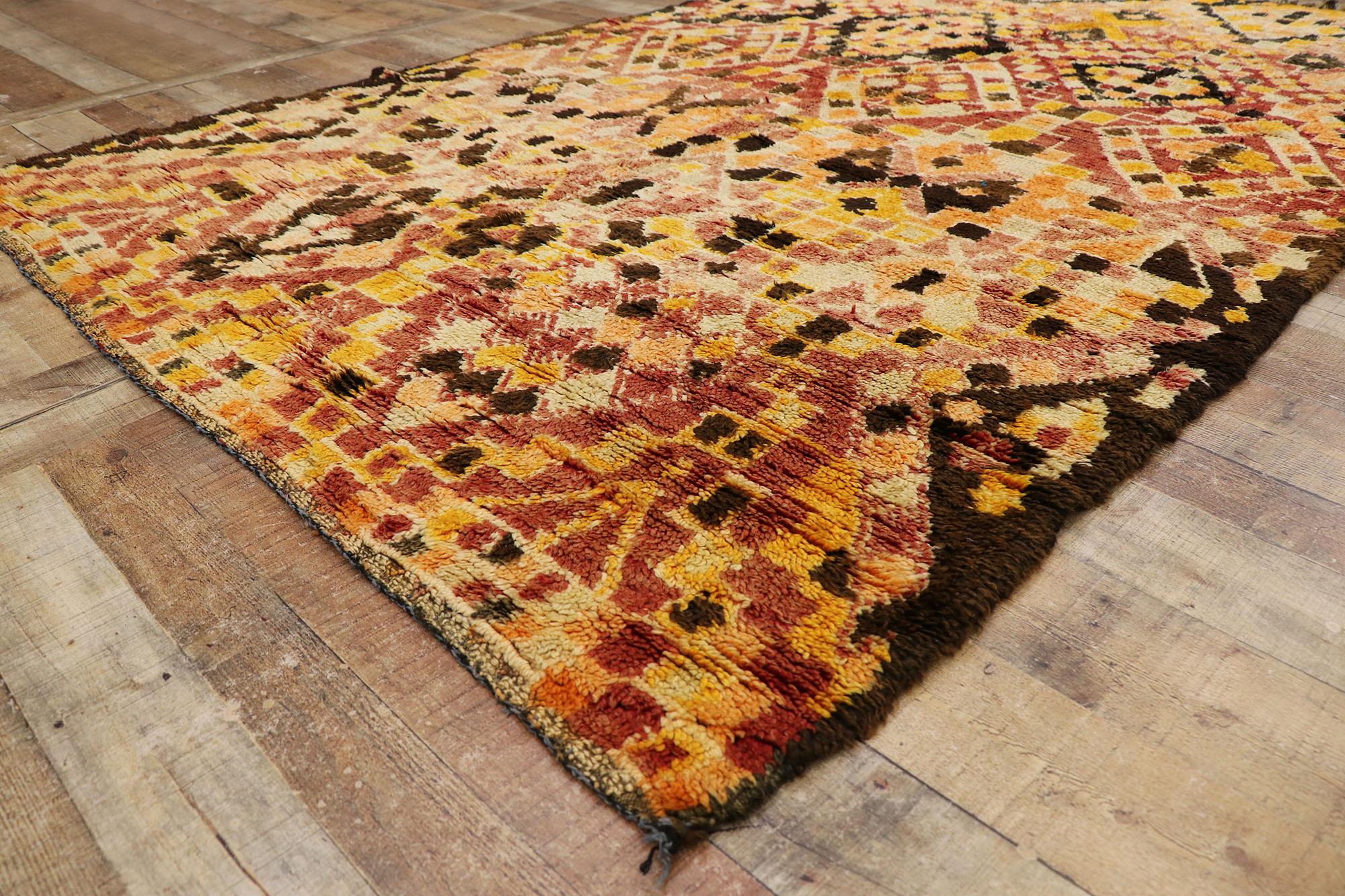 20th Century Vintage Beni MGuild Moroccan Rug, Global Style Meets Eclectic Boho Chic For Sale