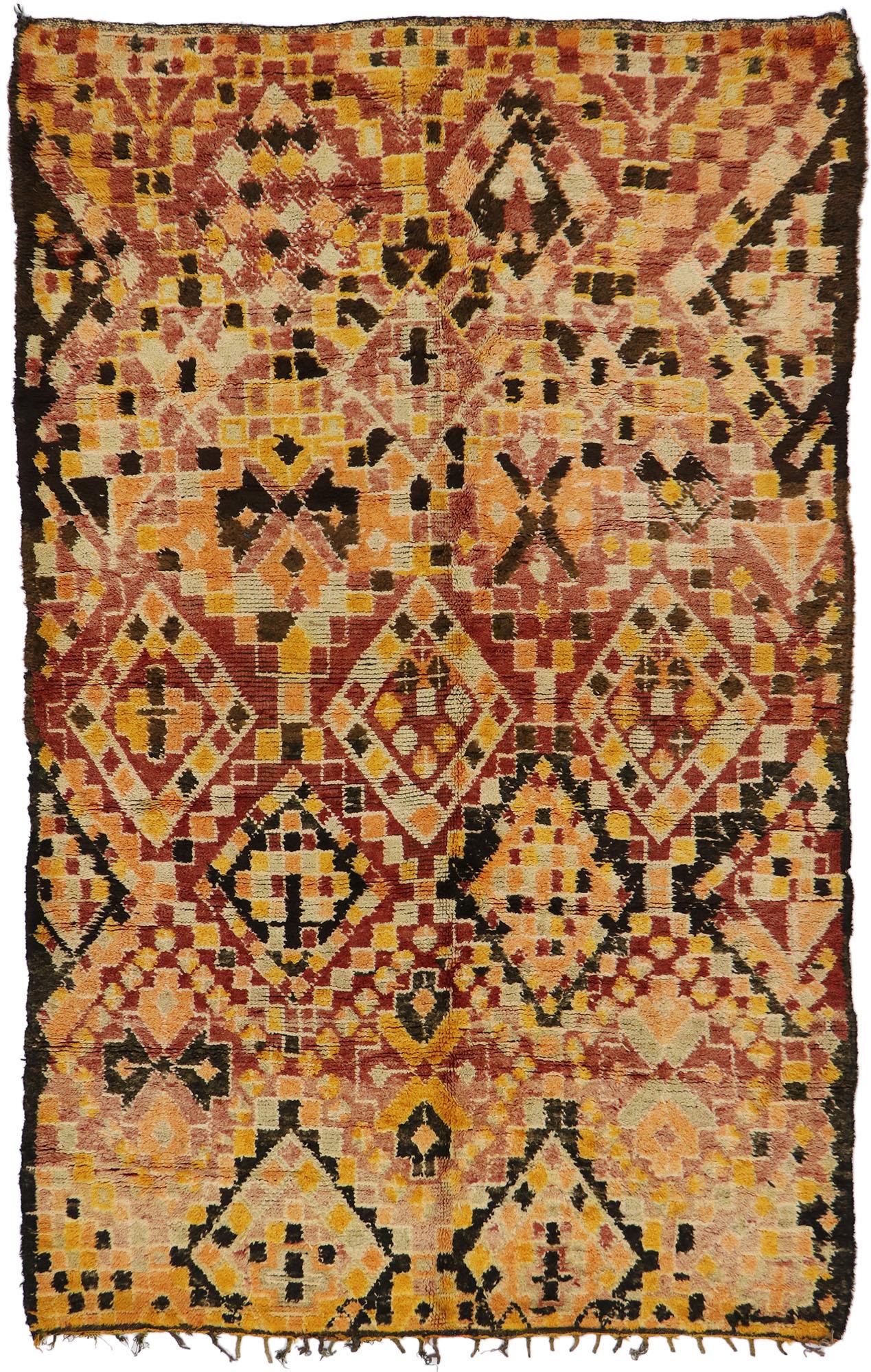 Vintage Beni MGuild Moroccan Rug, Global Style Meets Eclectic Boho Chic For Sale 2