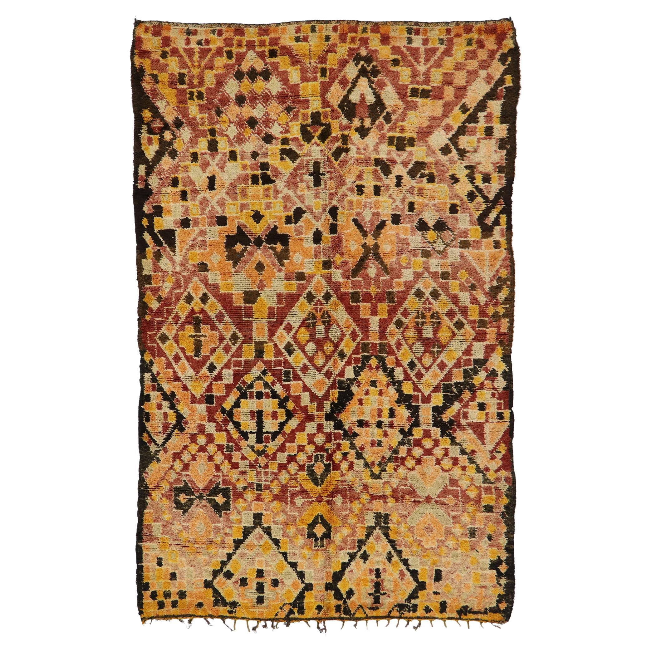 Vintage Beni MGuild Moroccan Rug, Global Style Meets Eclectic Boho Chic For Sale