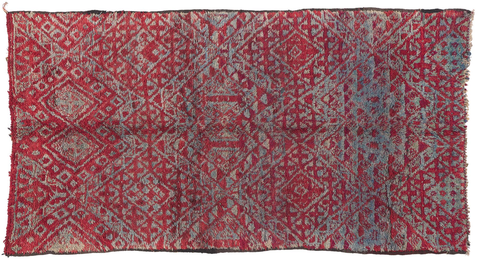 Vintage Beni MGuild Moroccan Rug, Maximalist Style Meets Tribal Enchantment For Sale 4