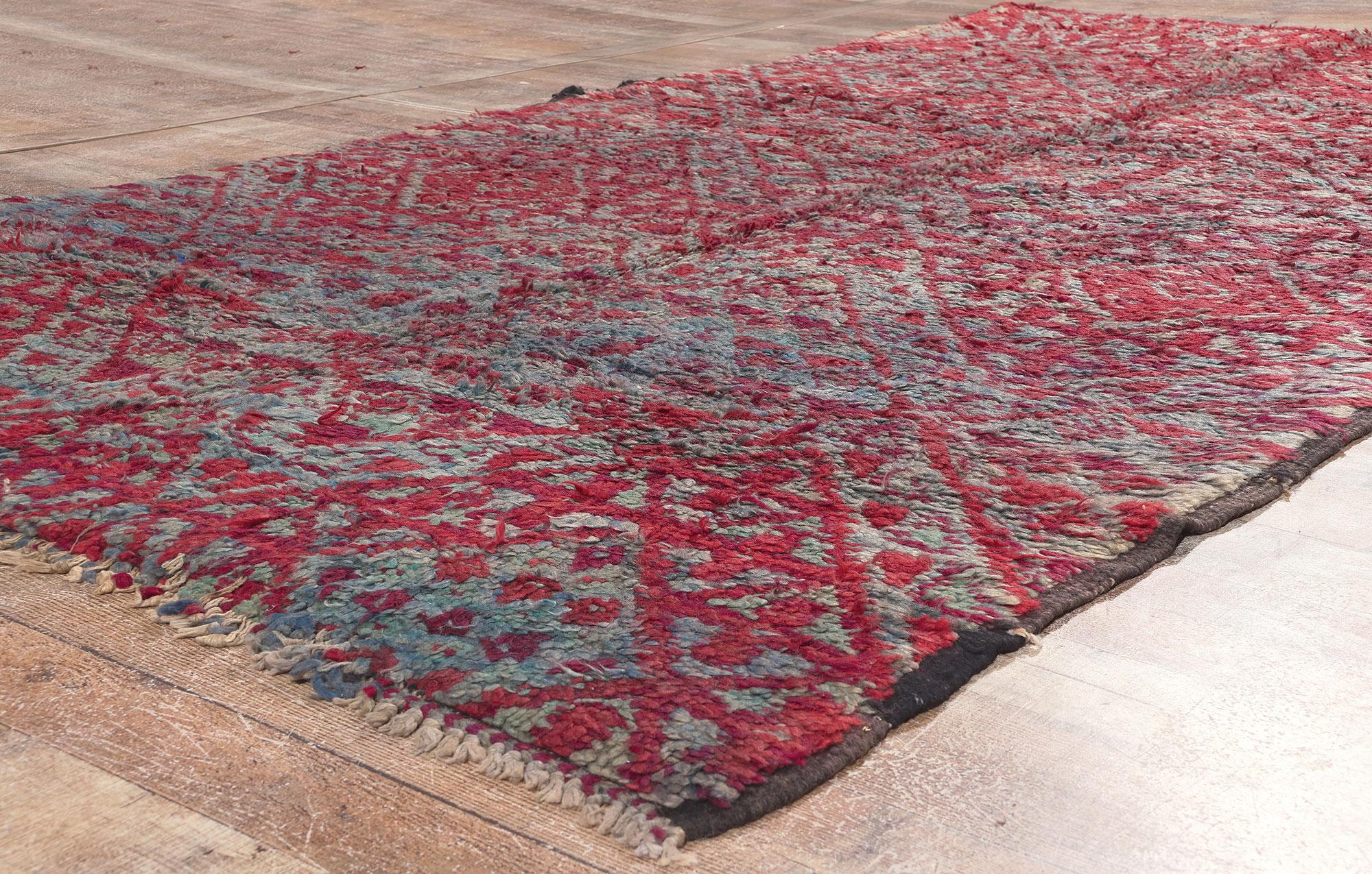 Vintage Beni MGuild Moroccan Rug, Maximalist Style Meets Tribal Enchantment For Sale 1