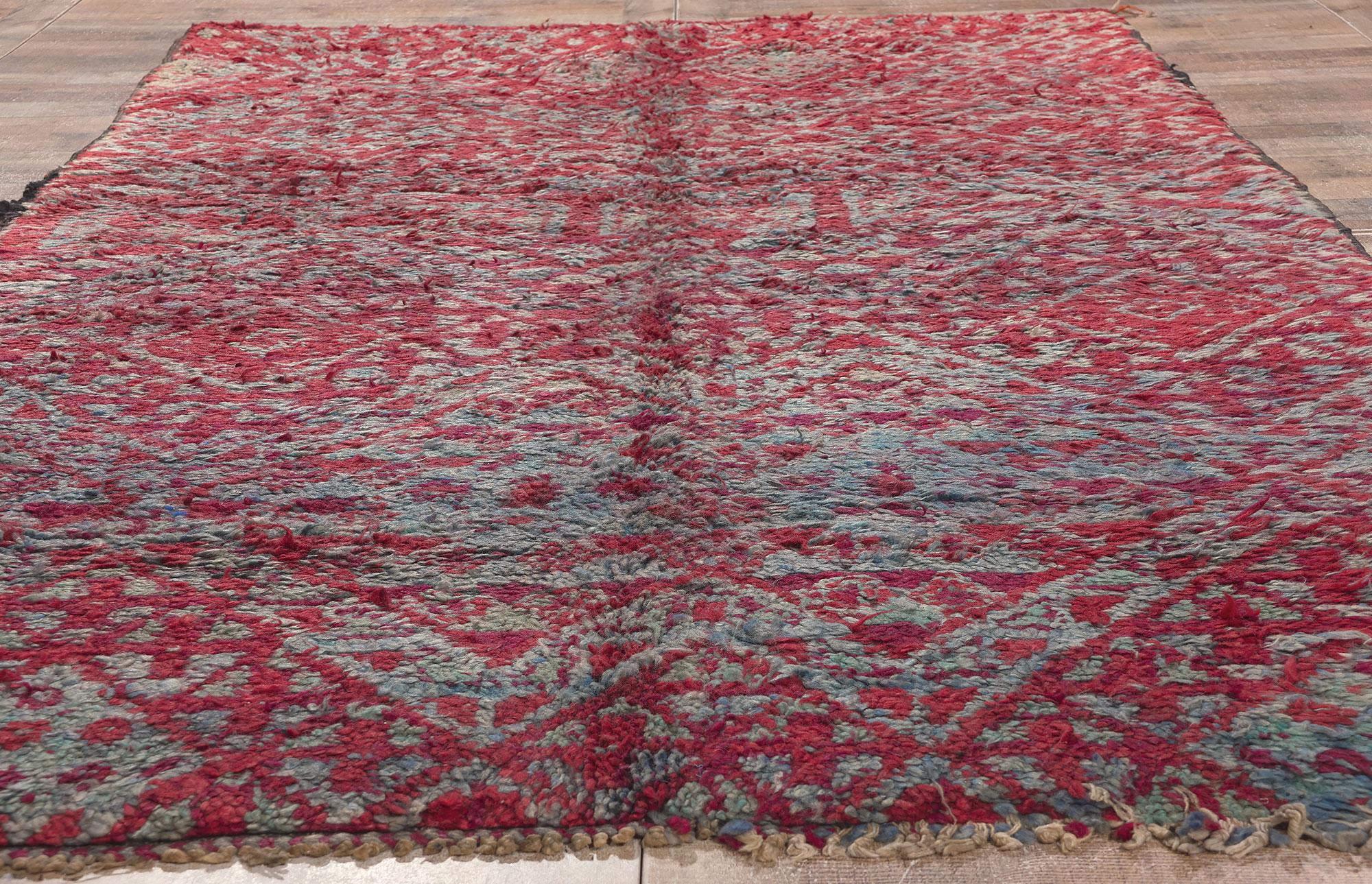 Vintage Beni MGuild Moroccan Rug, Maximalist Style Meets Tribal Enchantment For Sale 2