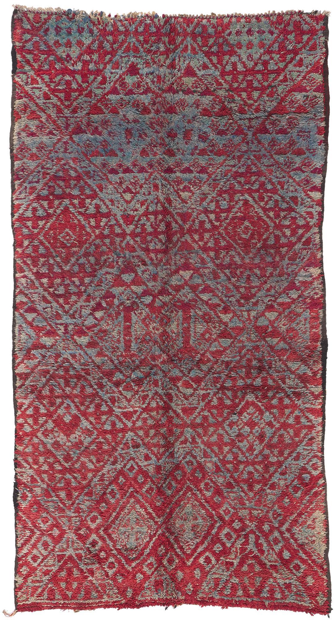 Vintage Beni MGuild Moroccan Rug, Maximalist Style Meets Tribal Enchantment For Sale