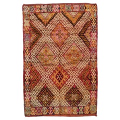 Marokkanischer Beni MGuild-Teppich im Vintage-Stil, Midcentury Modern Meets Bohemian