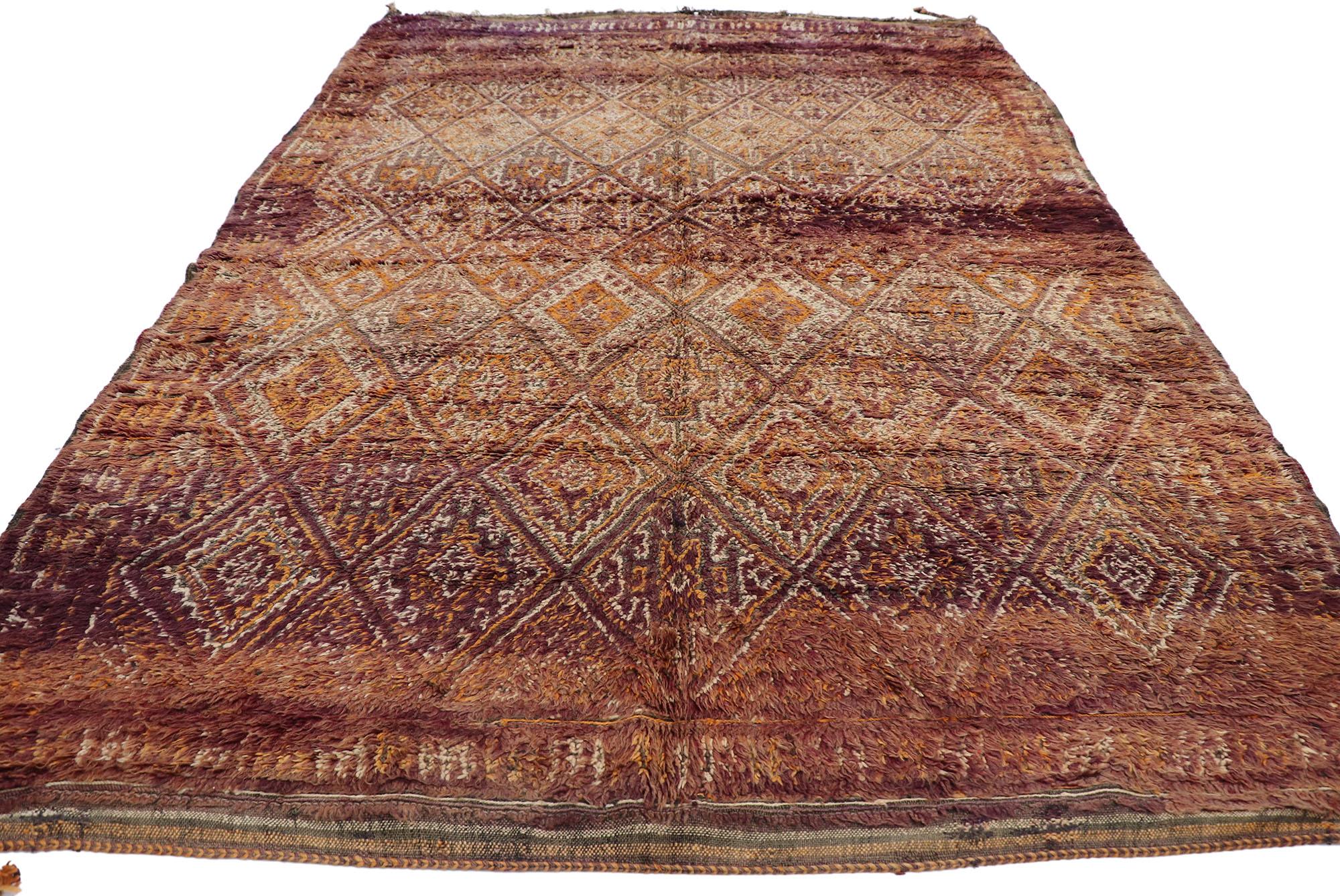 Mid-Century Modern Vintage Beni MGuild Moroccan Rug, Midcentury Meets Autumn Harvest