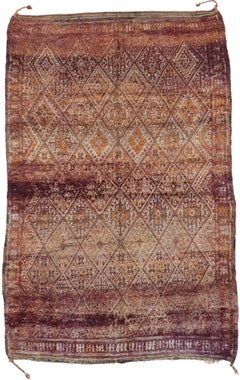 Vintage Beni MGuild Moroccan Rug, Midcentury Meets Autumn Harvest