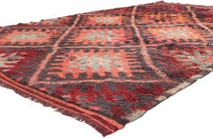 1960's Beni MGuild Moroccan Carpet, Midcentury Modern Meets Tribal Enchantment