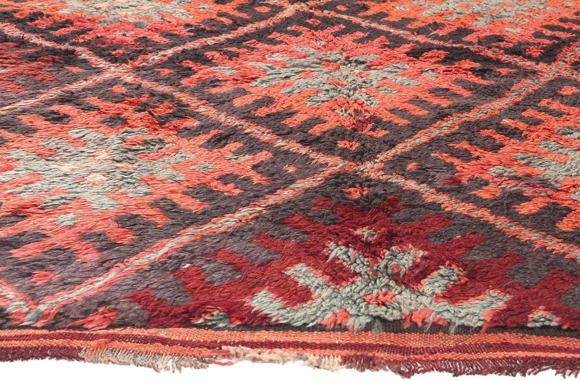 Hand-Knotted Vintage Beni MGuild Moroccan Rug, Midcentury Modern Meets Tribal Enchantment For Sale