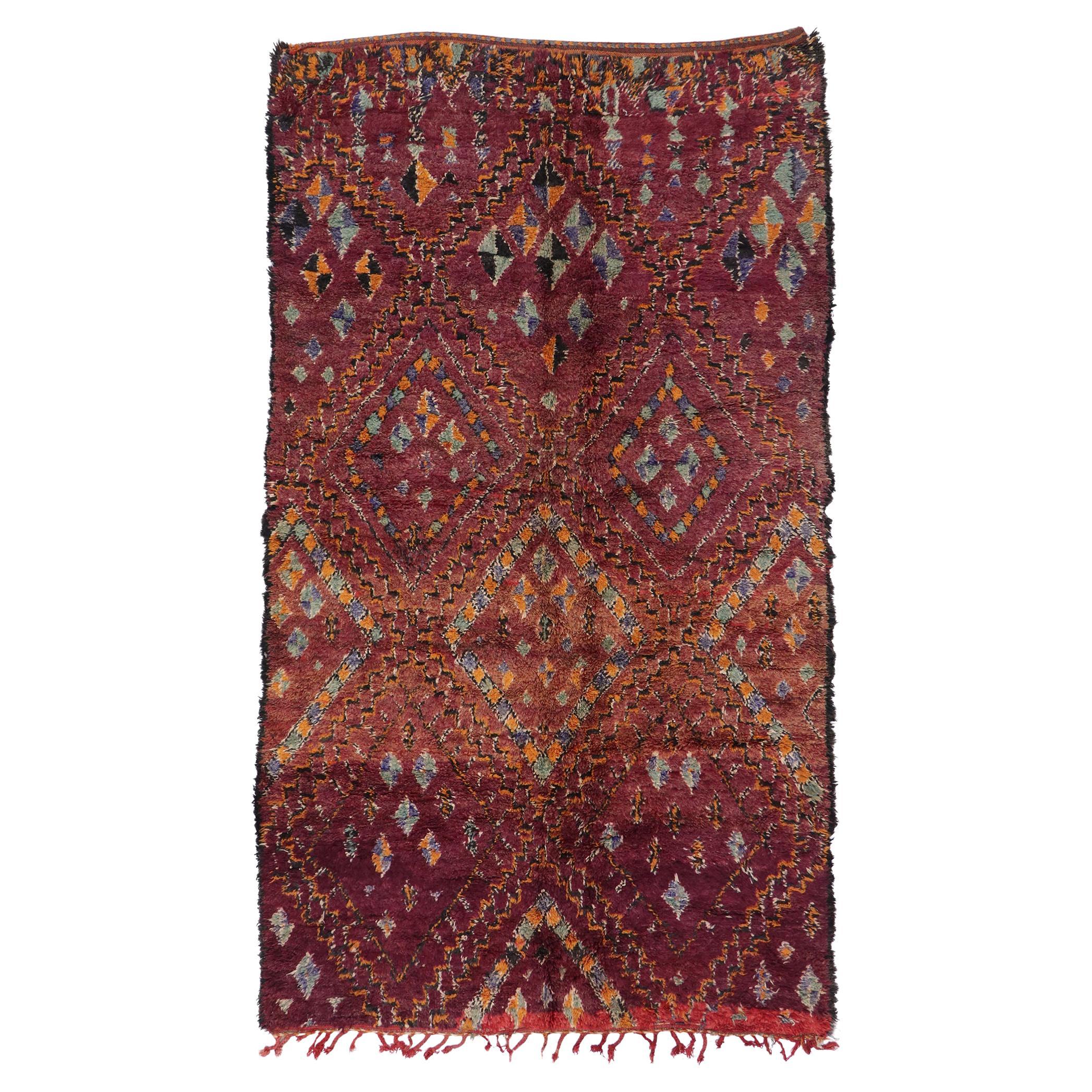 Vintage Beni MGuild Moroccan Rug, Nomadic Charm Meets Jungalow Boho For Sale