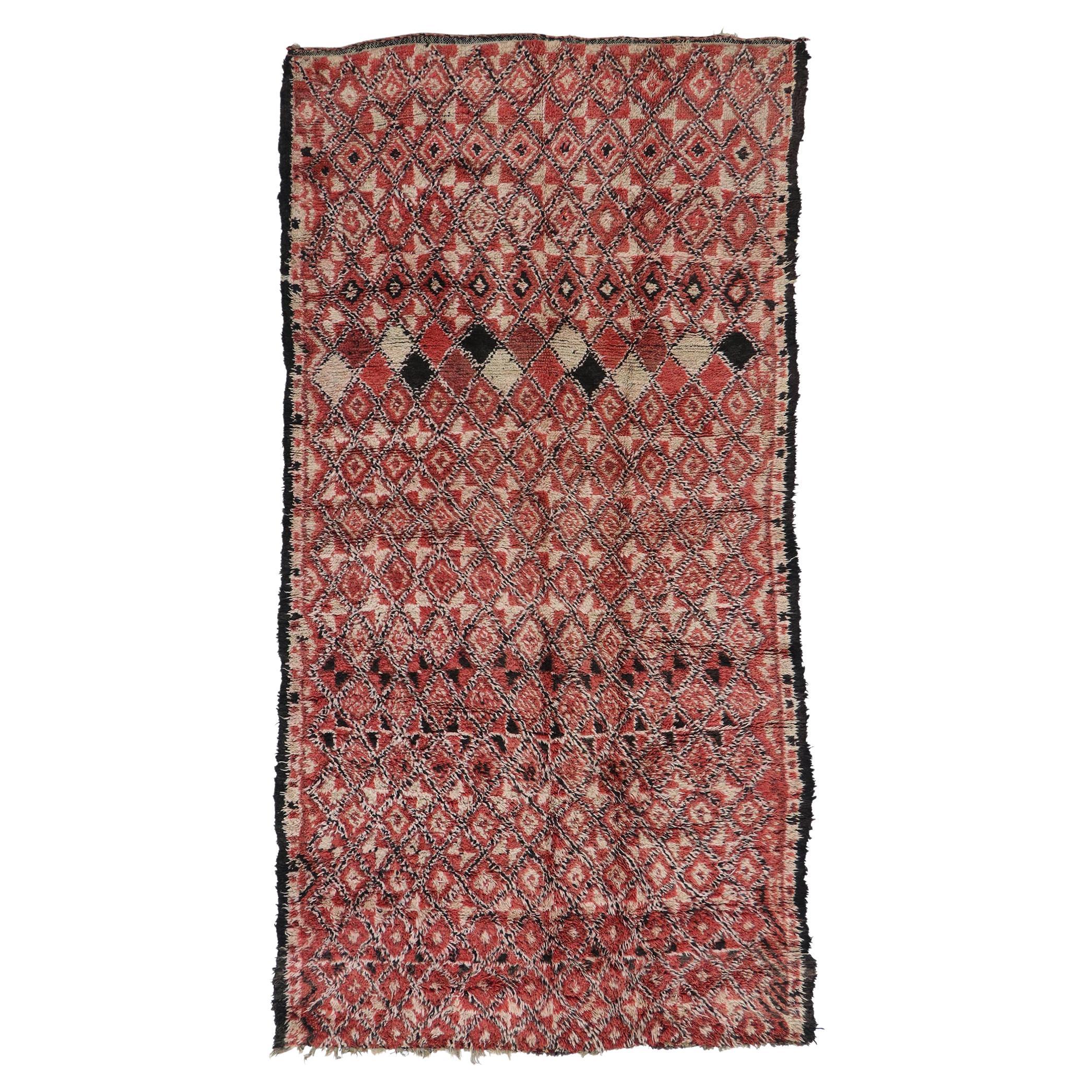 Vintage Beni MGuild Moroccan Rug, Nomadic Charm Meets Structured Sophistication For Sale at 1stDibs