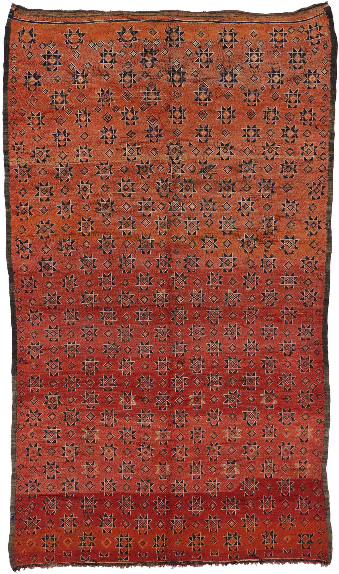 Vintage Beni MGuild Moroccan Rug, Midcentury Modern Meets Tribal Enchantment For Sale 3