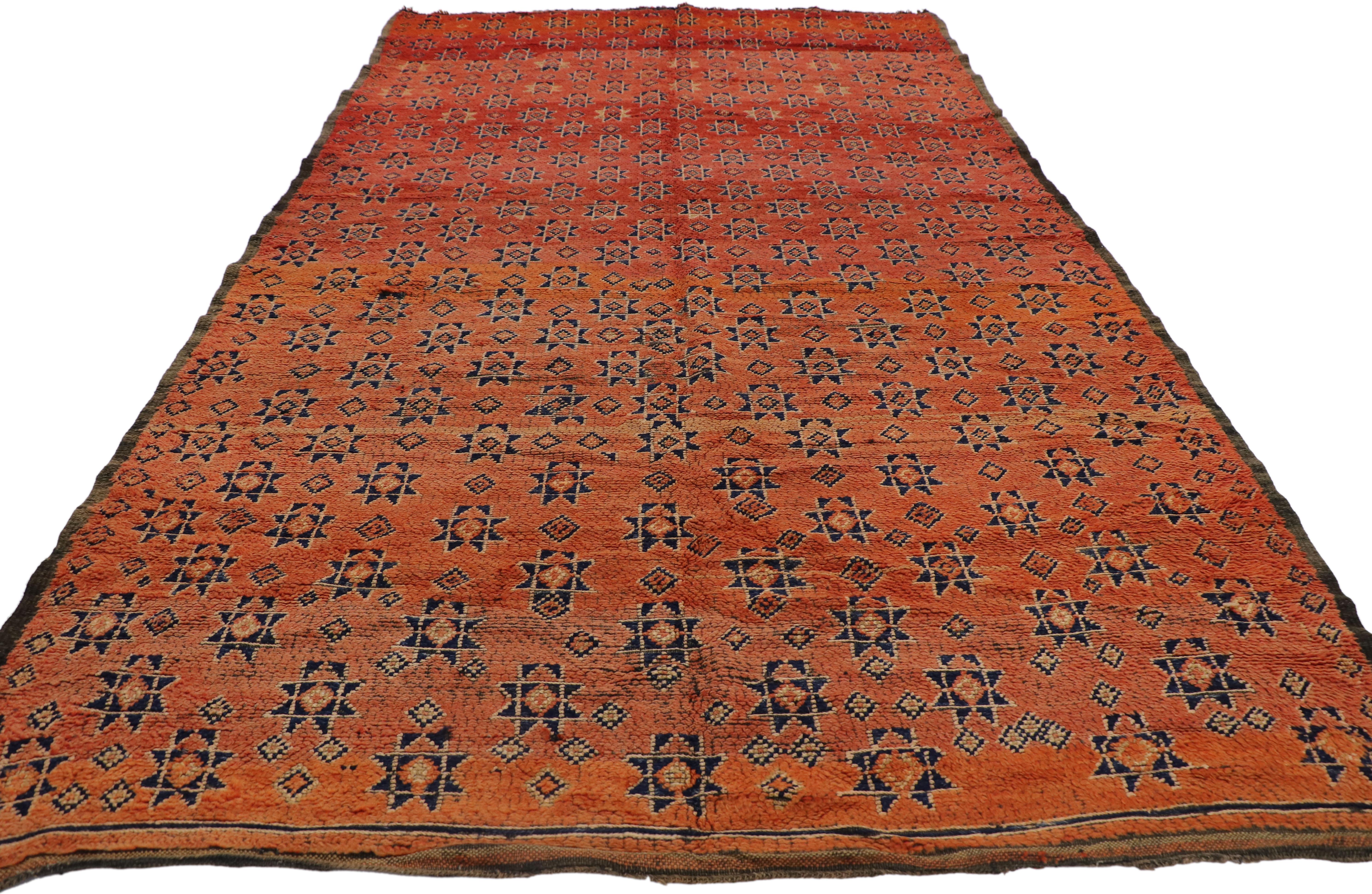 Bohemian Vintage Beni MGuild Moroccan Rug, Midcentury Modern Meets Tribal Enchantment For Sale