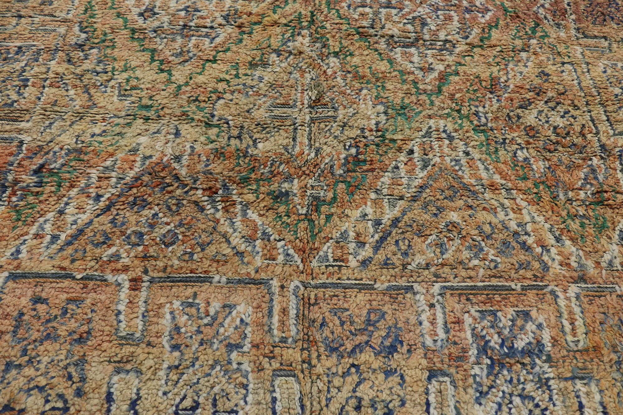 Vintage Beni MGuild Moroccan Rug, Nomadic Charm Meets Rustic Elegance In Good Condition For Sale In Dallas, TX