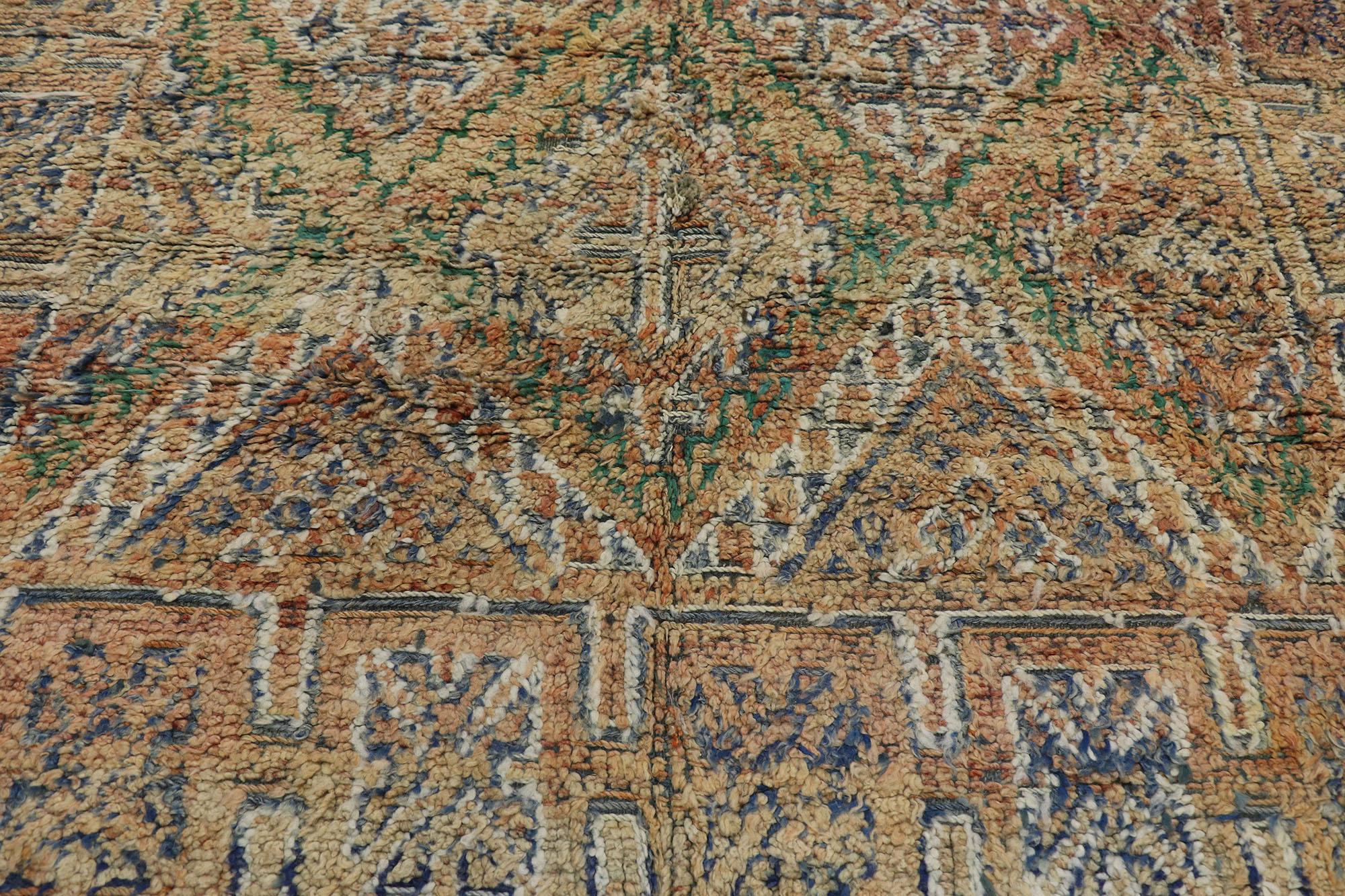 Vintage Beni MGuild Moroccan Rug, Nomadic Charm Meets Rustic Elegance In Good Condition For Sale In Dallas, TX