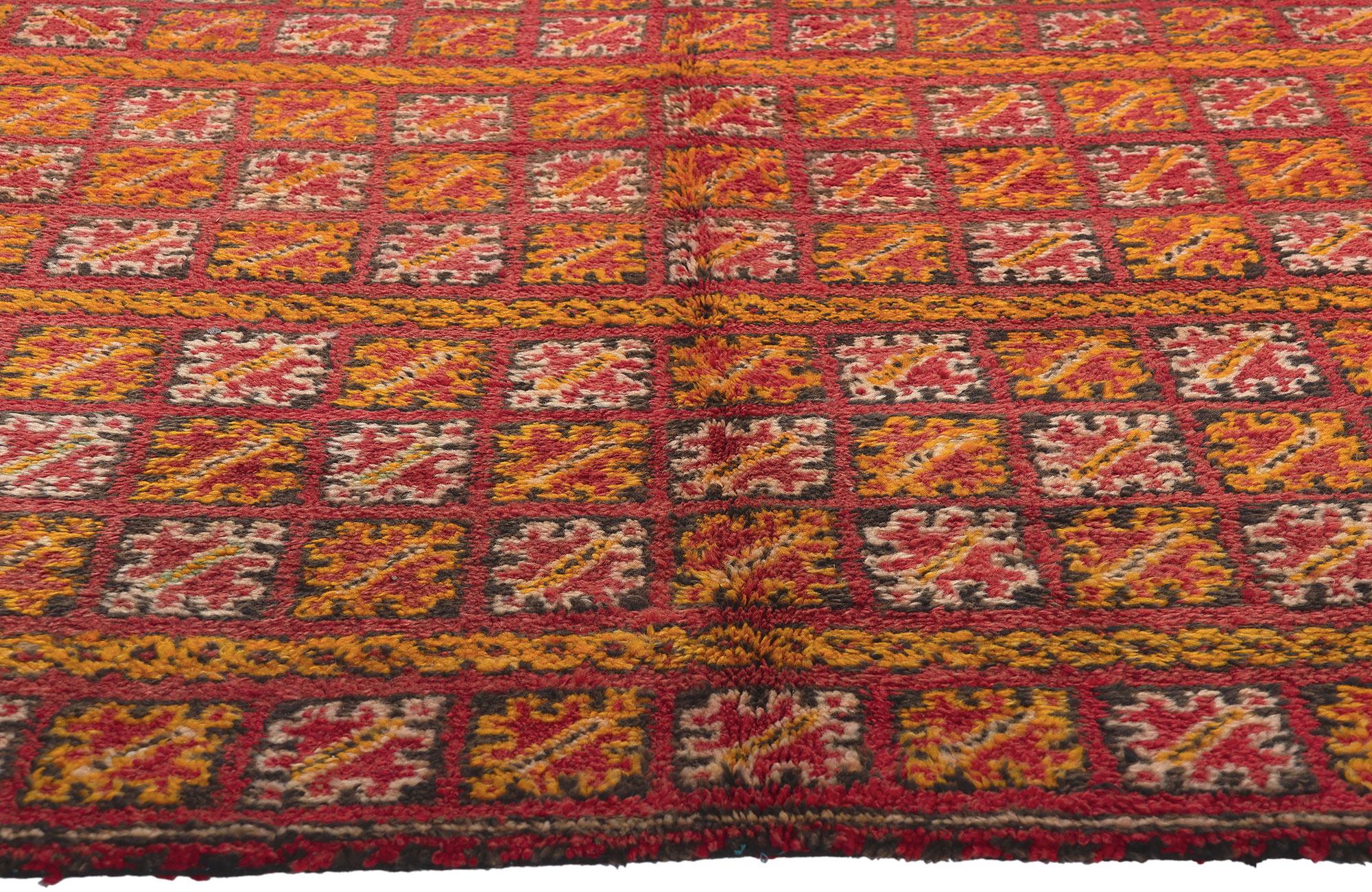 Hand-Knotted Vintage Beni MGuild Moroccan Rug, Midcentury Modern Meets Maximalist Boho For Sale
