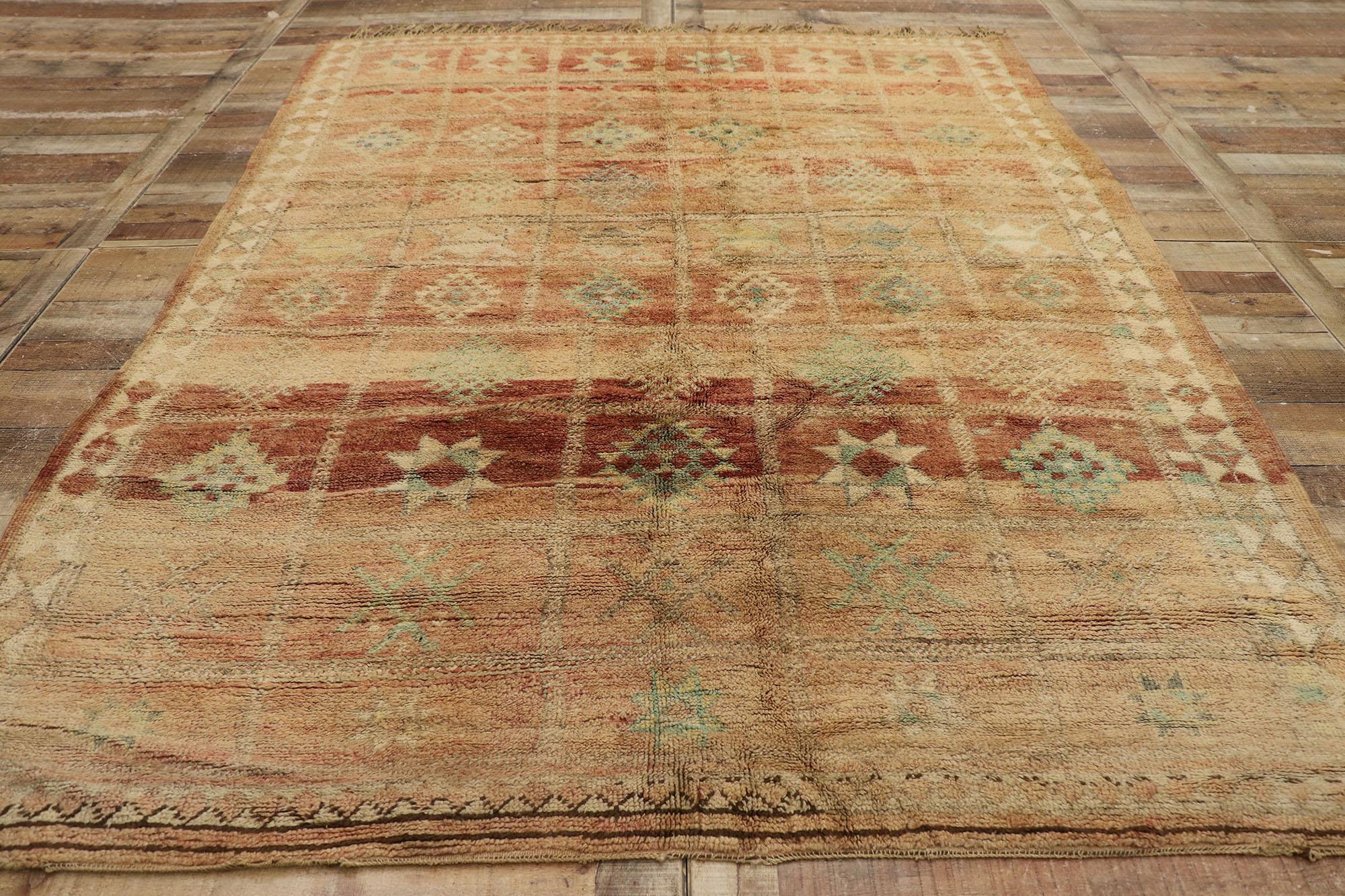 Vintage Beni MGuild Moroccan Rug, Spicy Global Style Meets Organic Modern For Sale 1