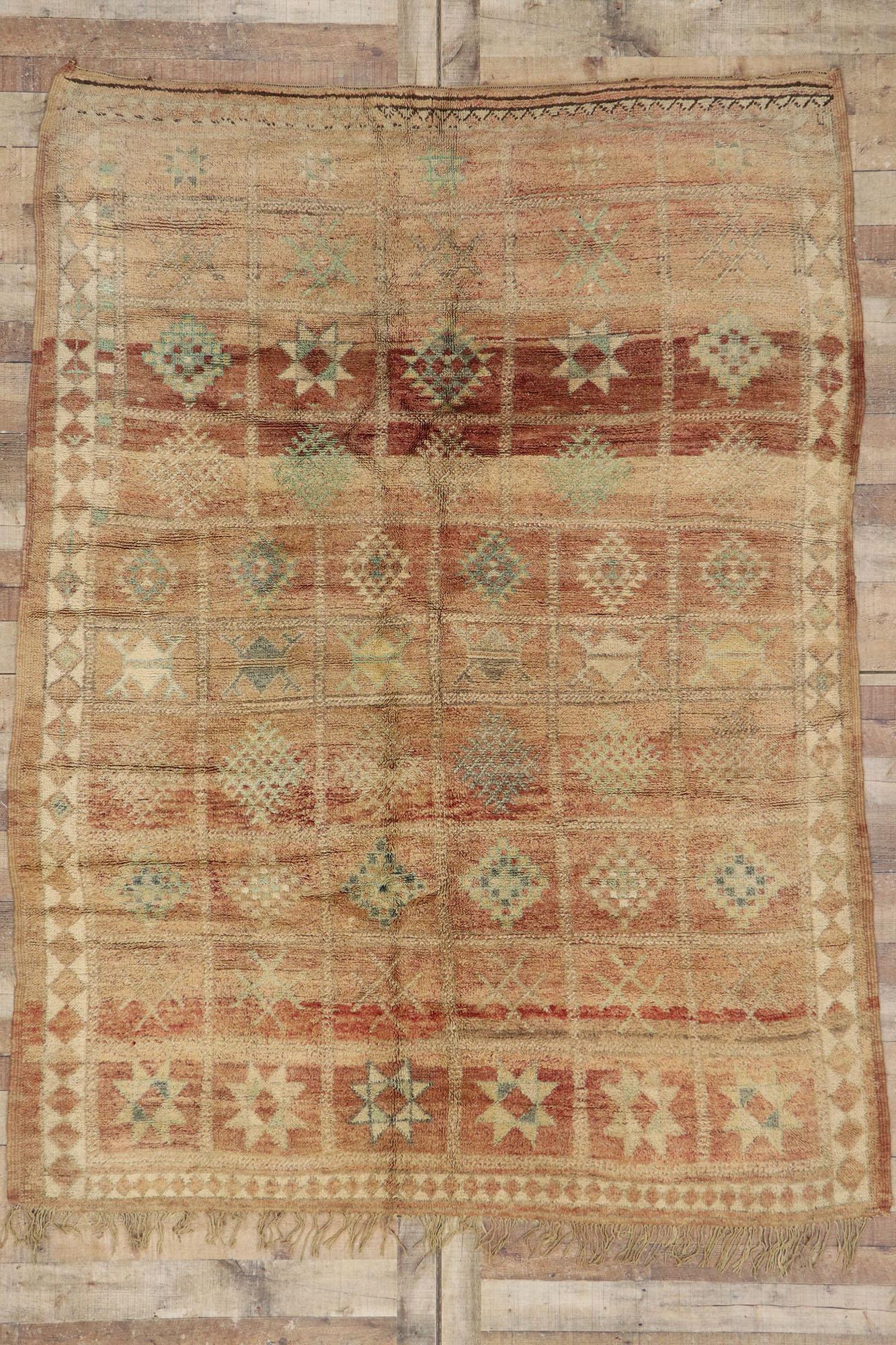 Vintage Beni MGuild Moroccan Rug, Spicy Global Style Meets Organic Modern For Sale 2