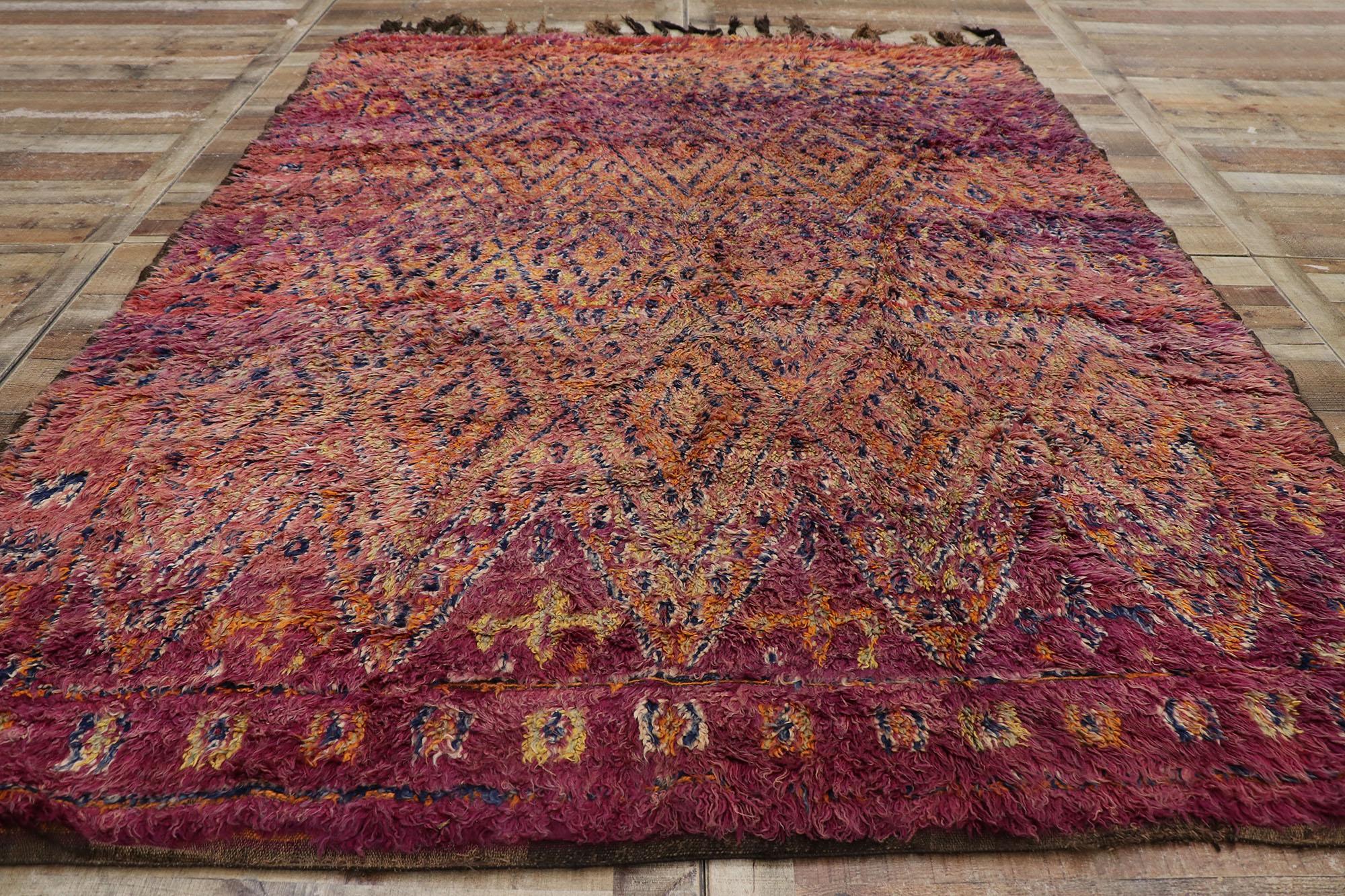 Vintage Beni MGuild Moroccan Rug, Sultry Boho Meets Modern Luxe For Sale 3